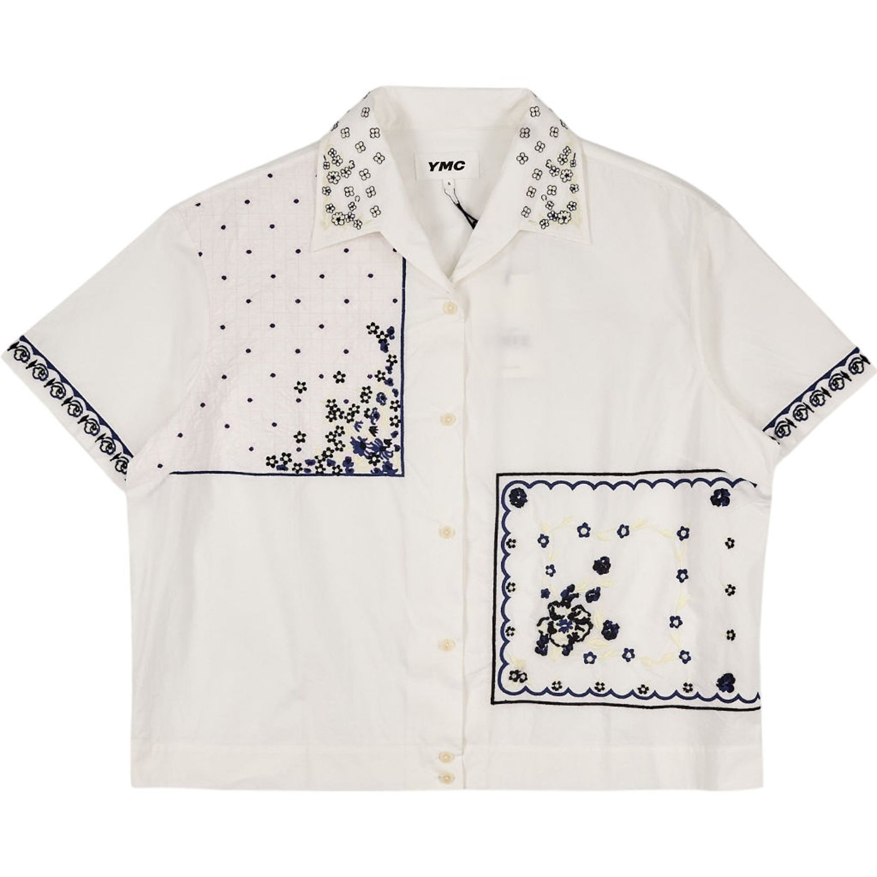 YMC White Wanda Embroidered Shirt S