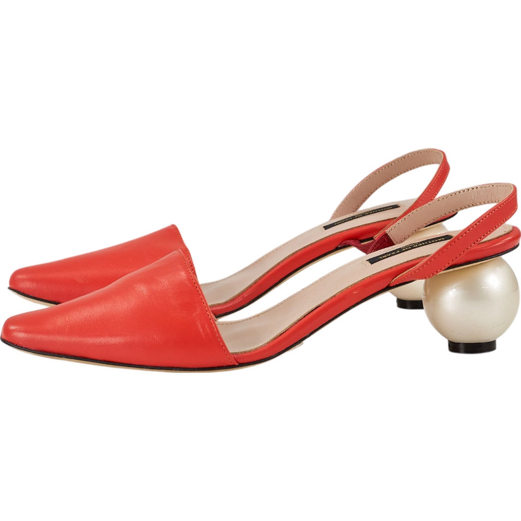 Mother of Pearl Red Slingback Heels