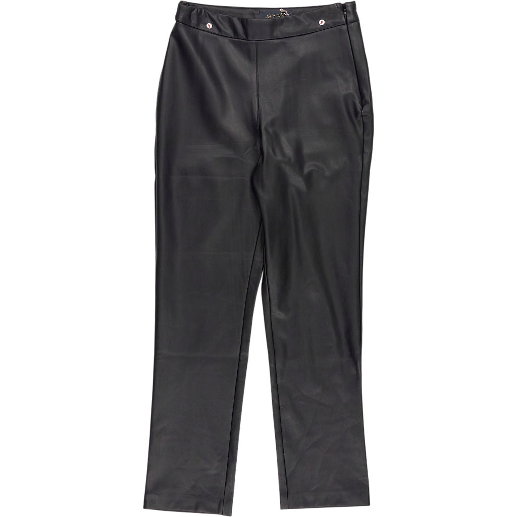 WYSE Black Lyra Slim Leg Faux Leather Trousers