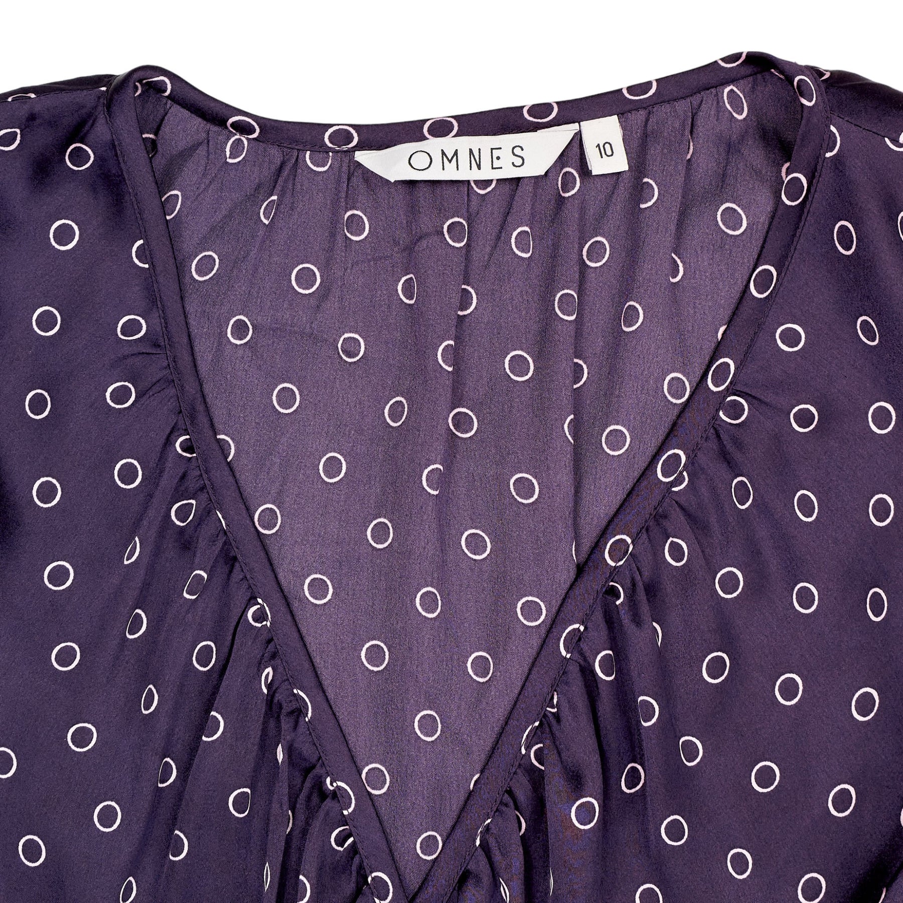 OMNES Long Sleeve Purple Polka Dot Dress