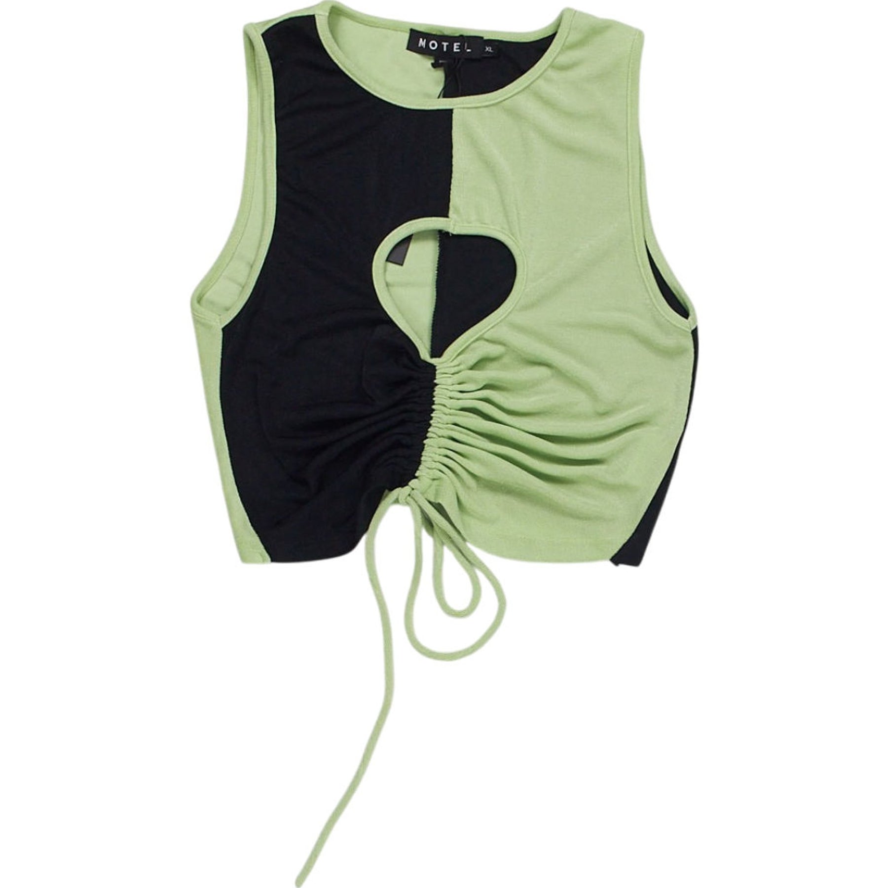 Motel Lime Black Nida Crepe Top