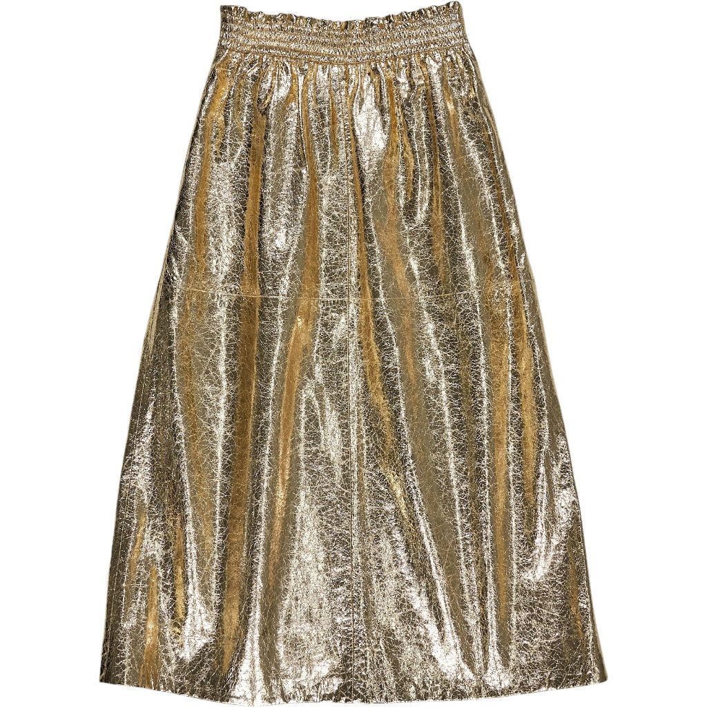 WYSE Gold Crackle Lateisha Faux Leather Skirt