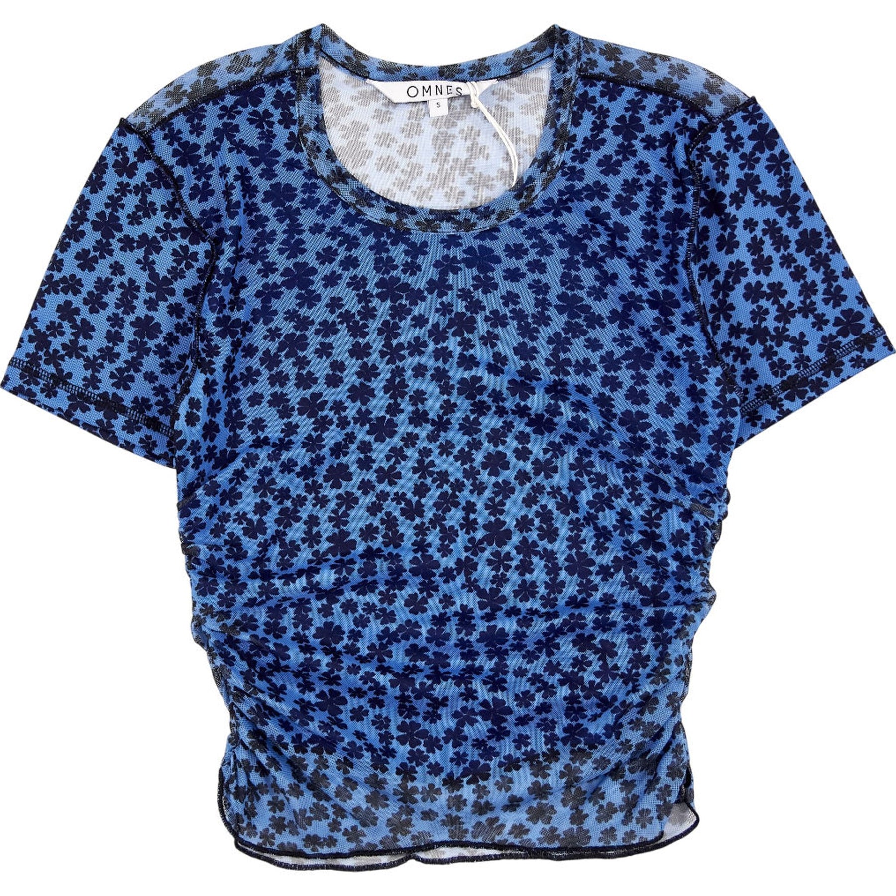 Omnes Blue Floral Mesh Top