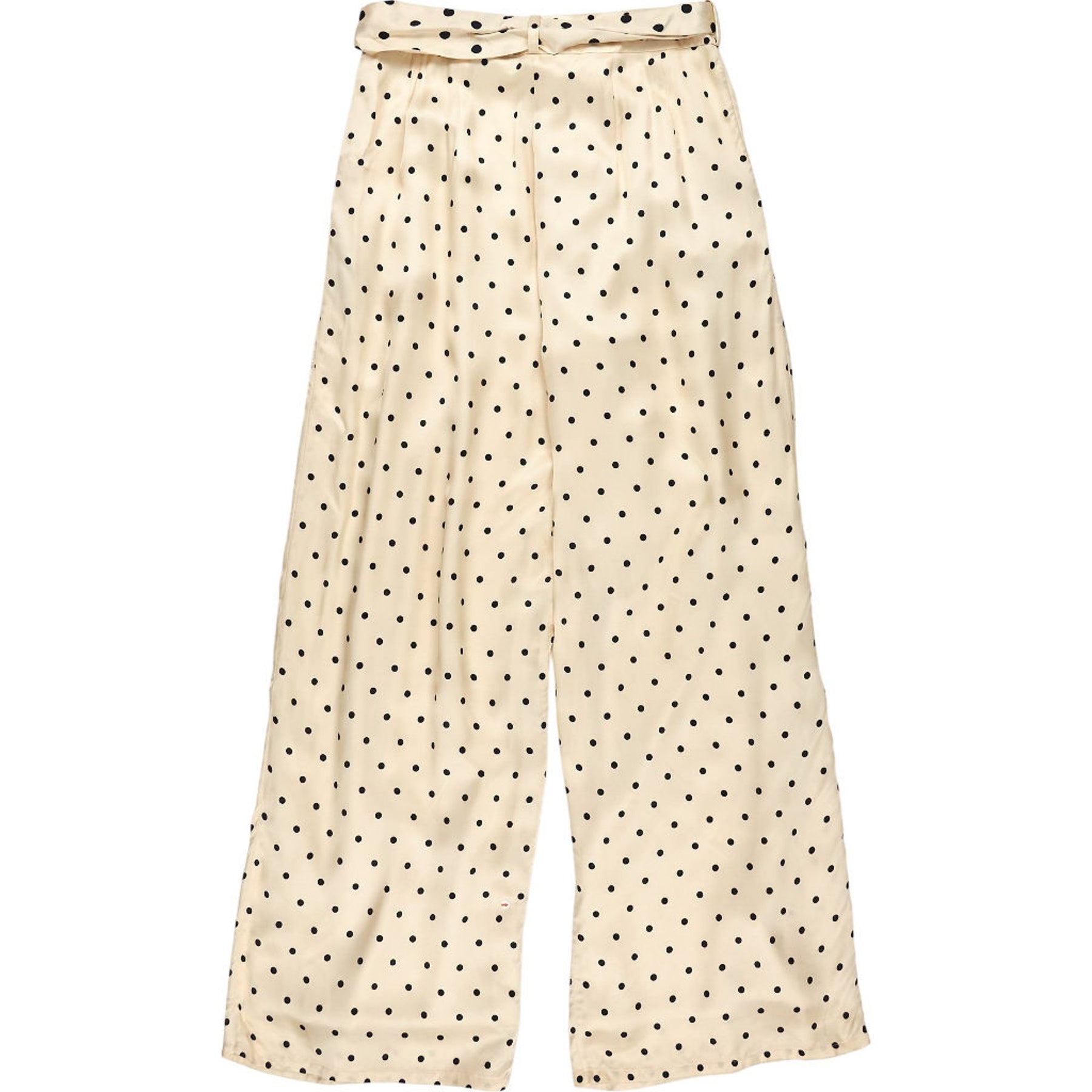 Mother of Pearl Beige Polka Dot Wide-Leg Trousers UK 12
