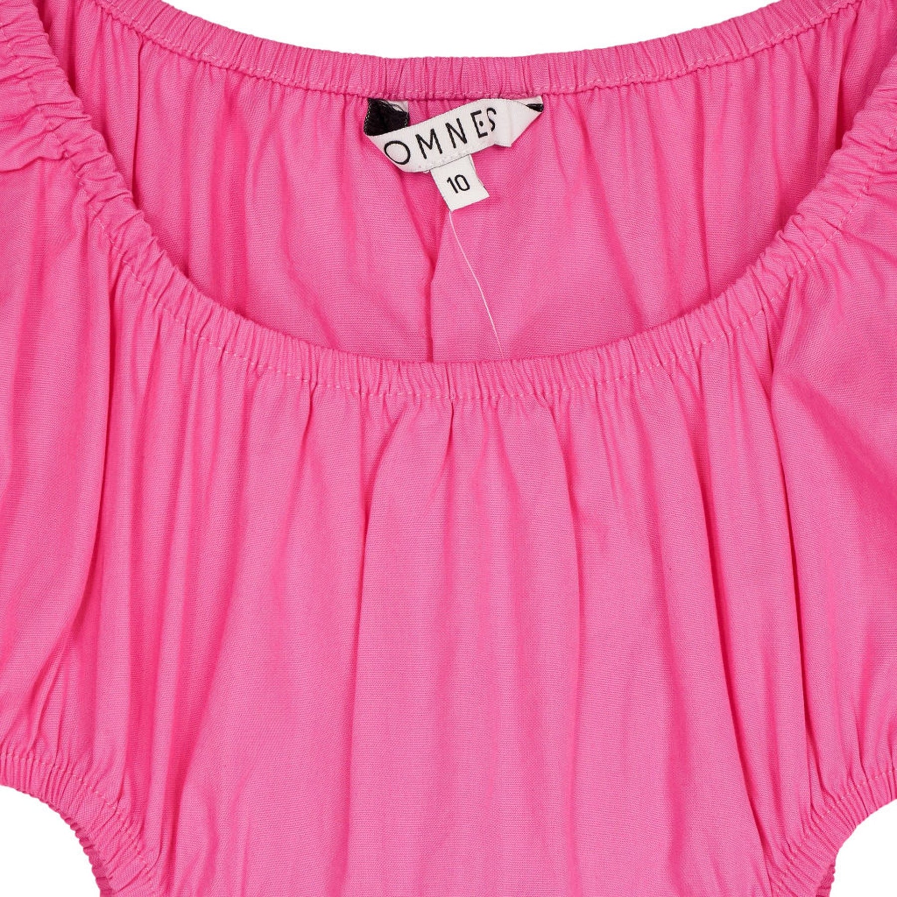 Omnes Pink Camellia Puff Sleeve Midi Dress