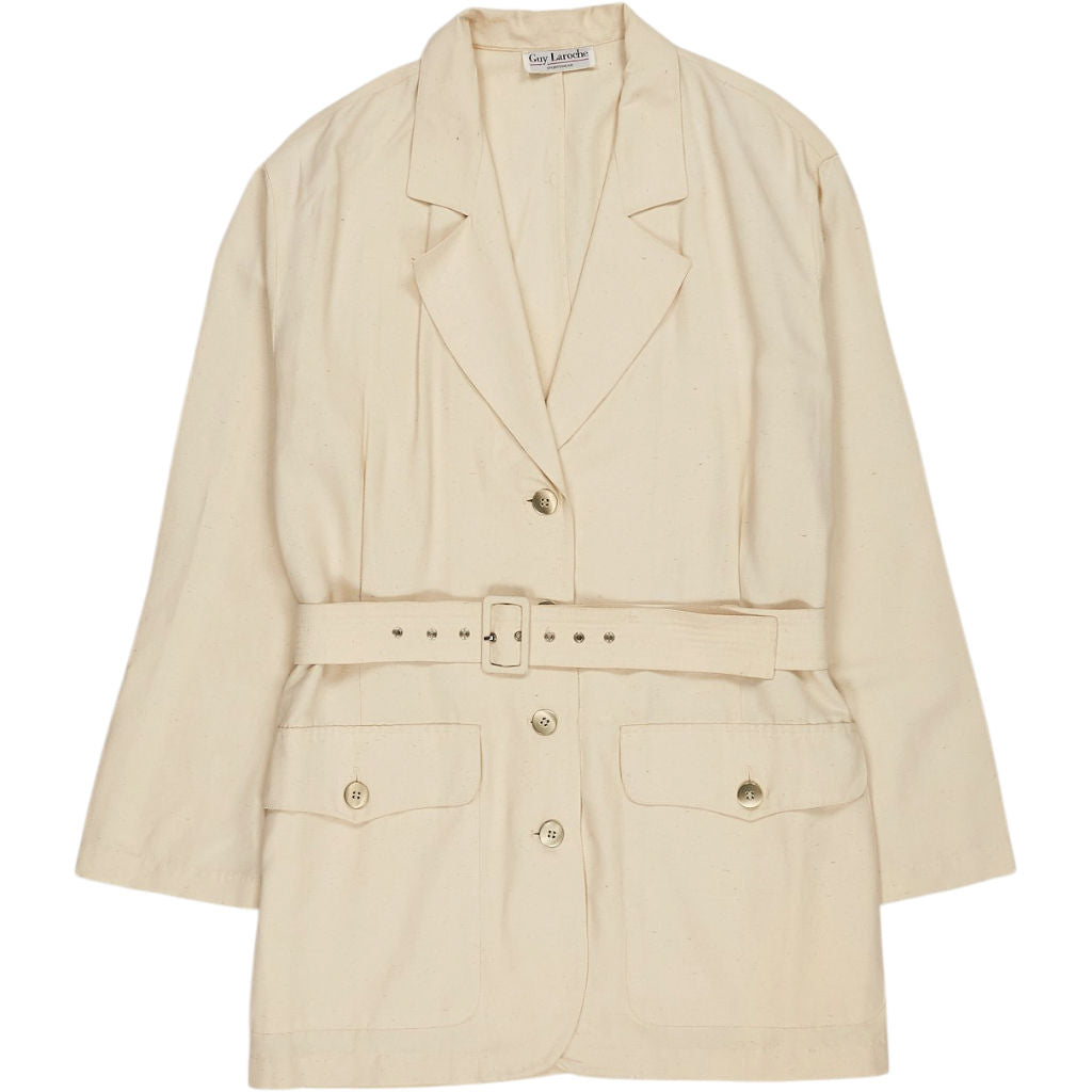 Guy Laroche Cream Silk Belted Jacket