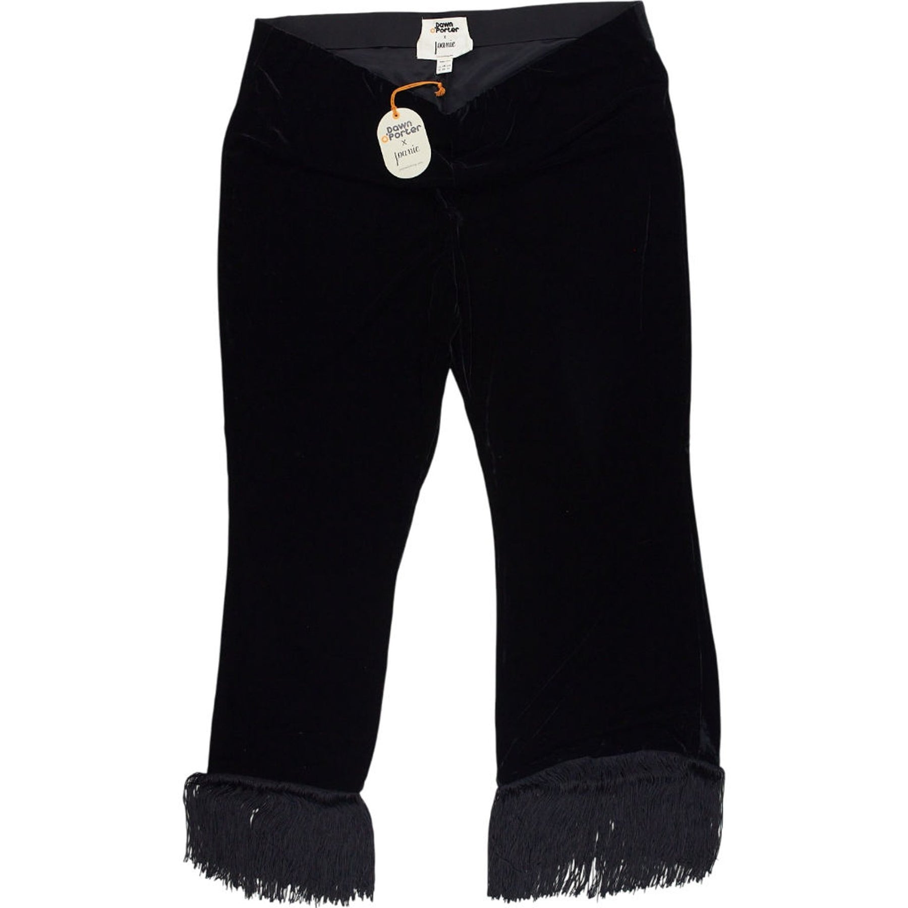 Joanie x Dawn Porter Staten Island Black Velvet Fringe Trousers