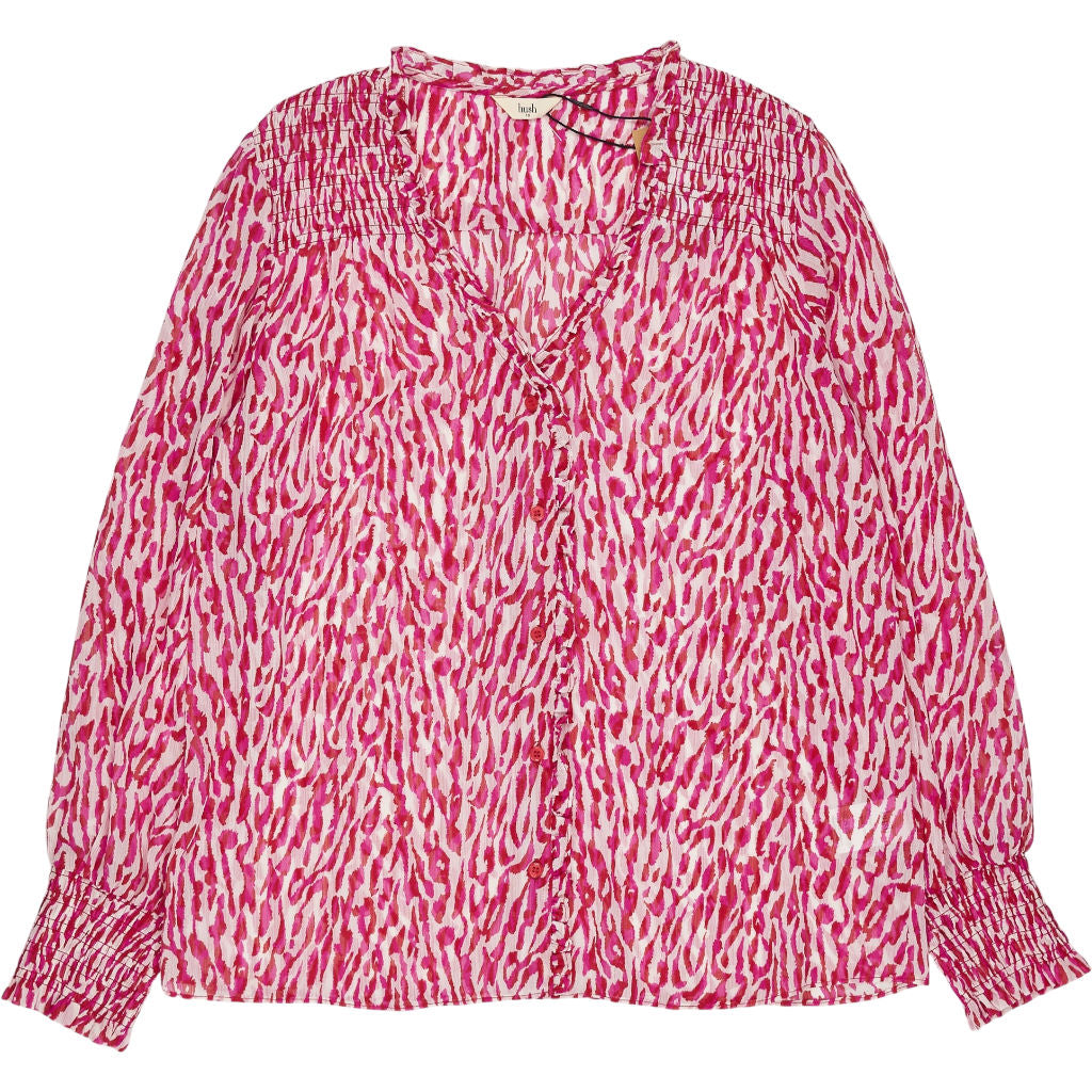 Hush Emilie Pink Animal Print V-Neck Blouse