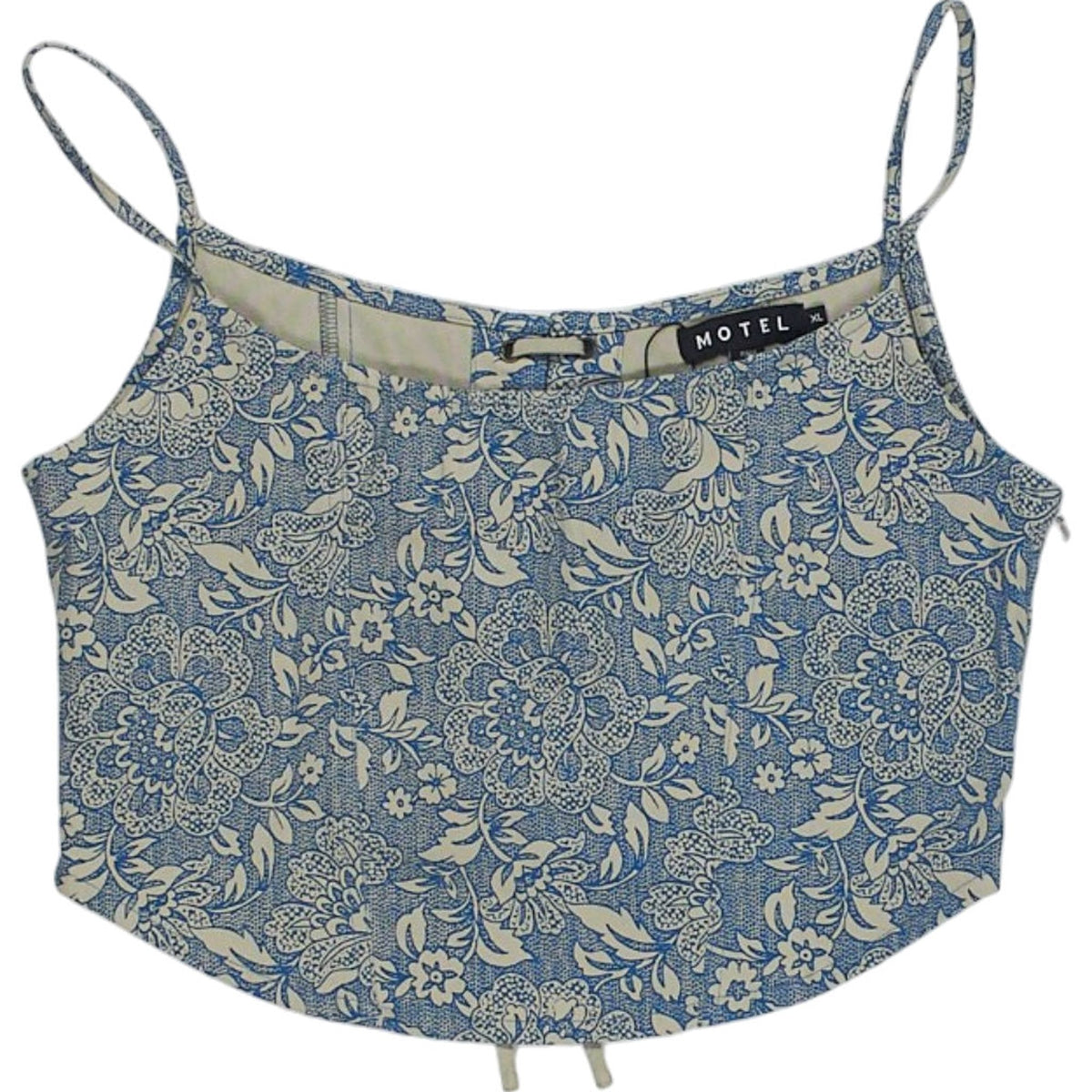 Motel Blue Ornate Print Latemi Corset Top