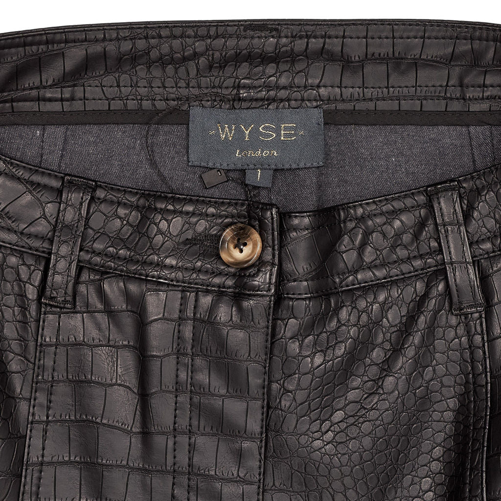 Wyse Black Faux Leather Trousers