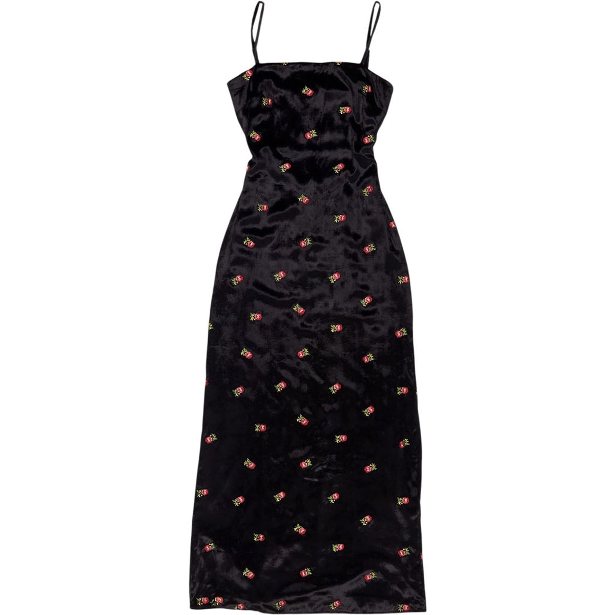 OMNES Black Embroidered Slip Dress