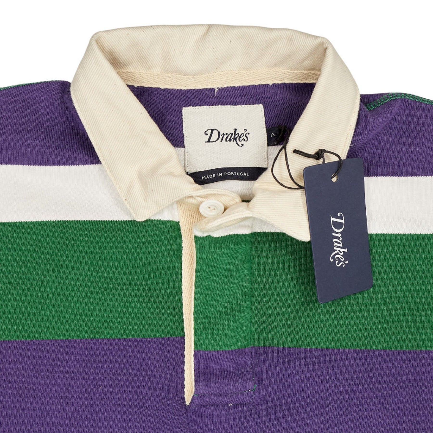 Drake's Multicolour Stripe Rugby Shirt S