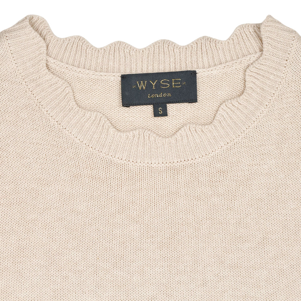 Wyse Cream Sleeveless Knit Top S