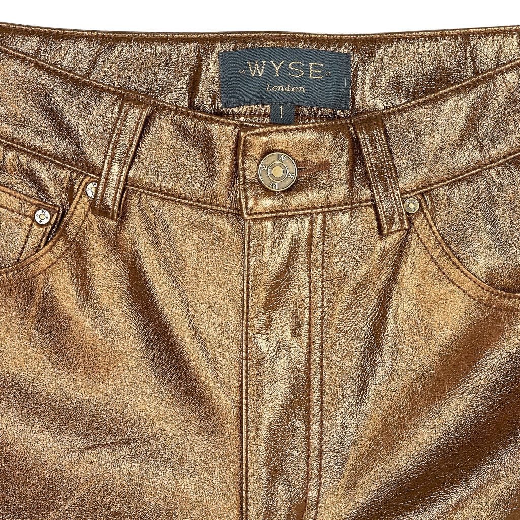 Wyse Gold Metallic Trousers UK 8