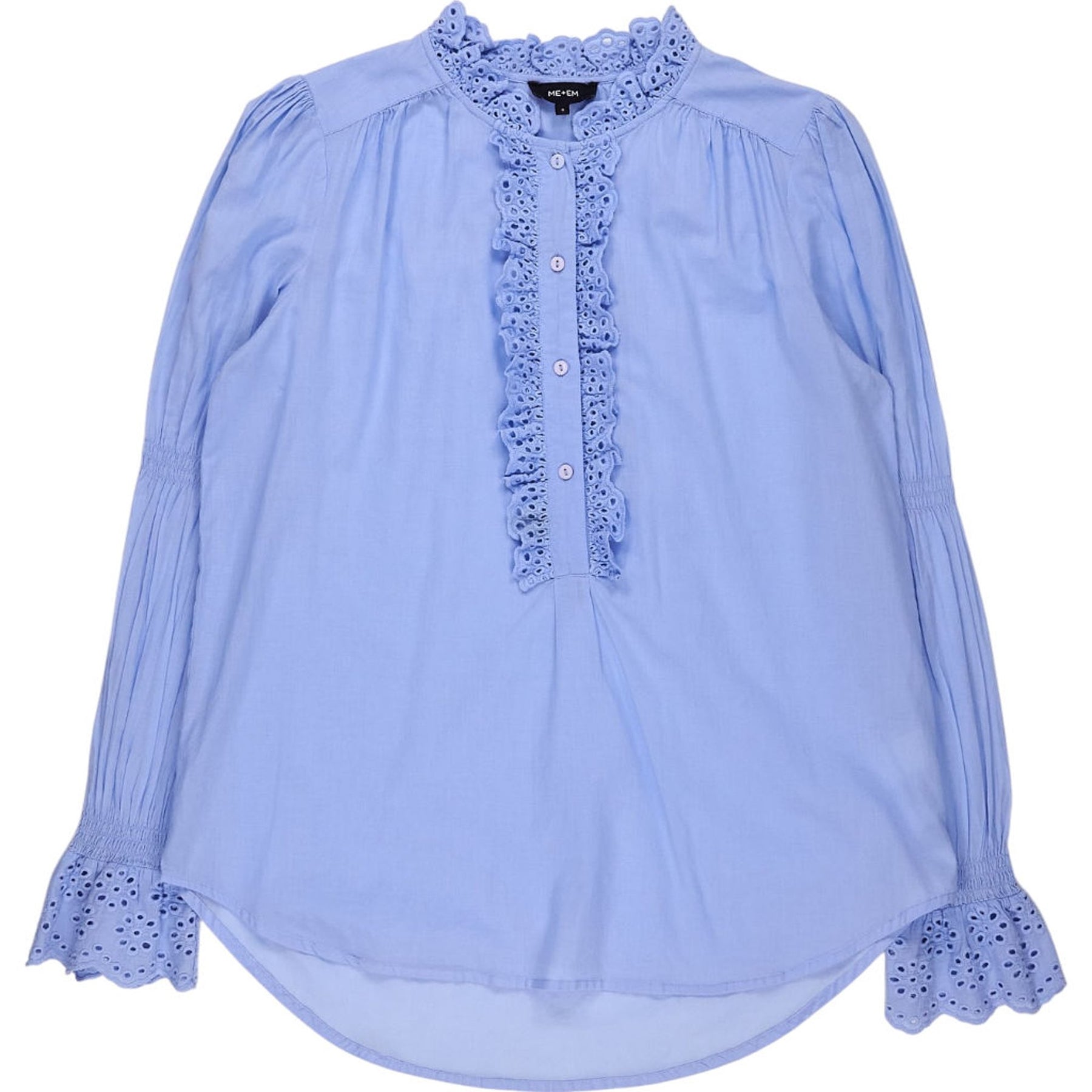 Me+Em Blue Ruffle Blouse