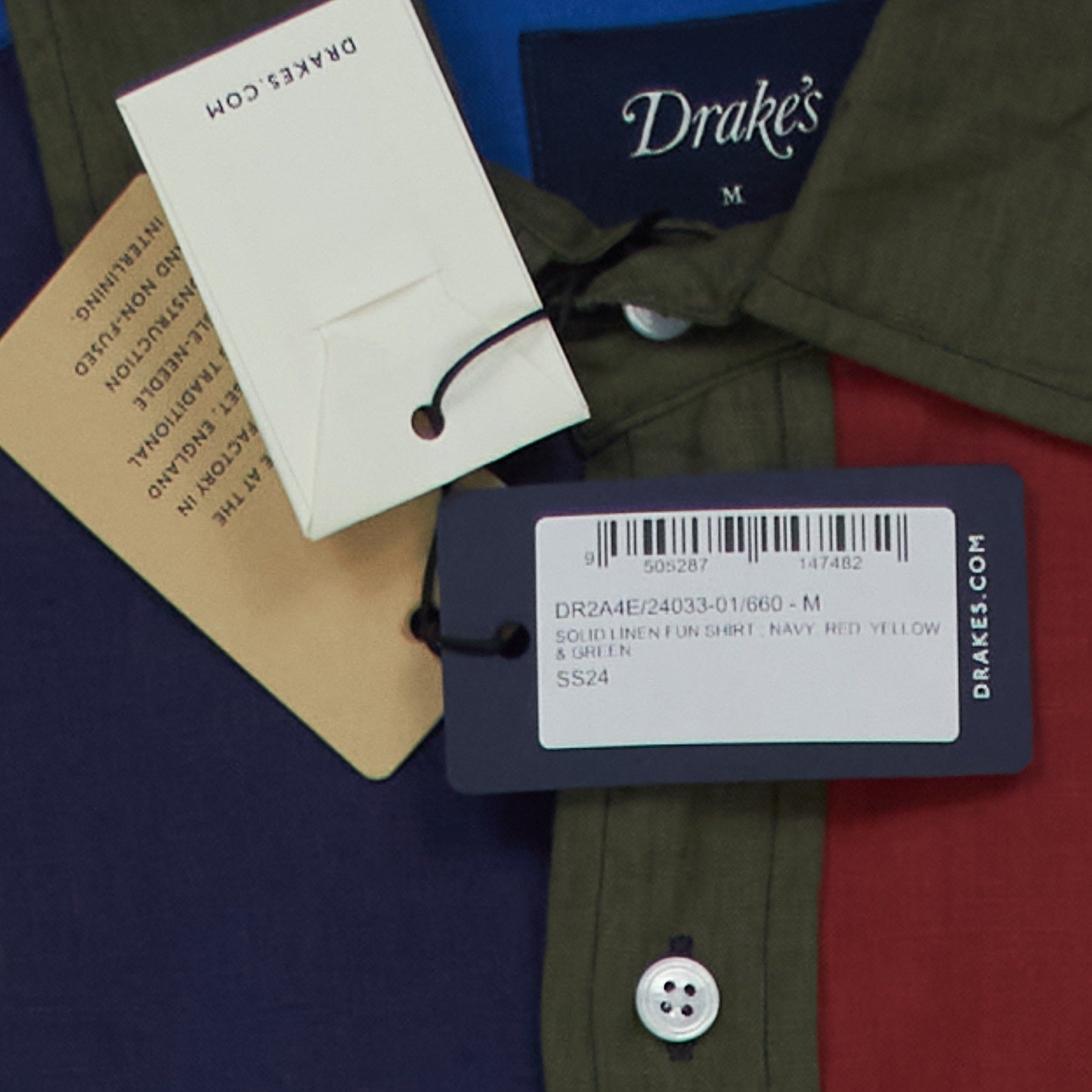 Drake's Multicolour Linen Fun Shirt M
