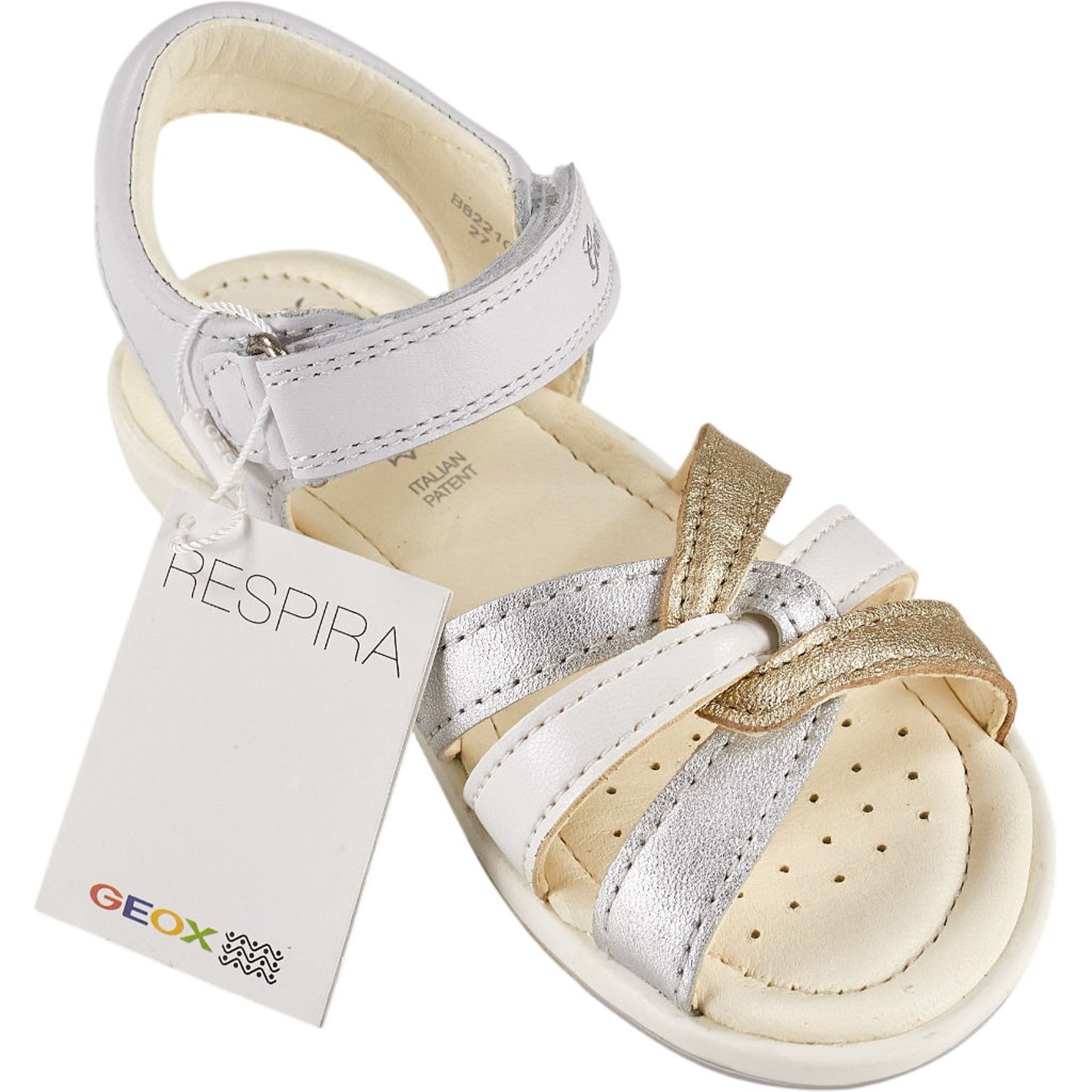 Geox White Gold Verred Sandals