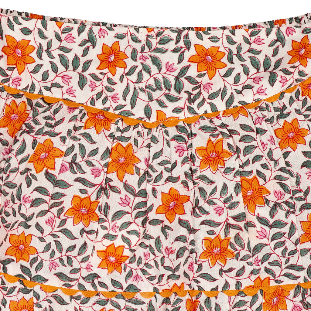 Pink City Prints Orange Floral Elsie Skirt