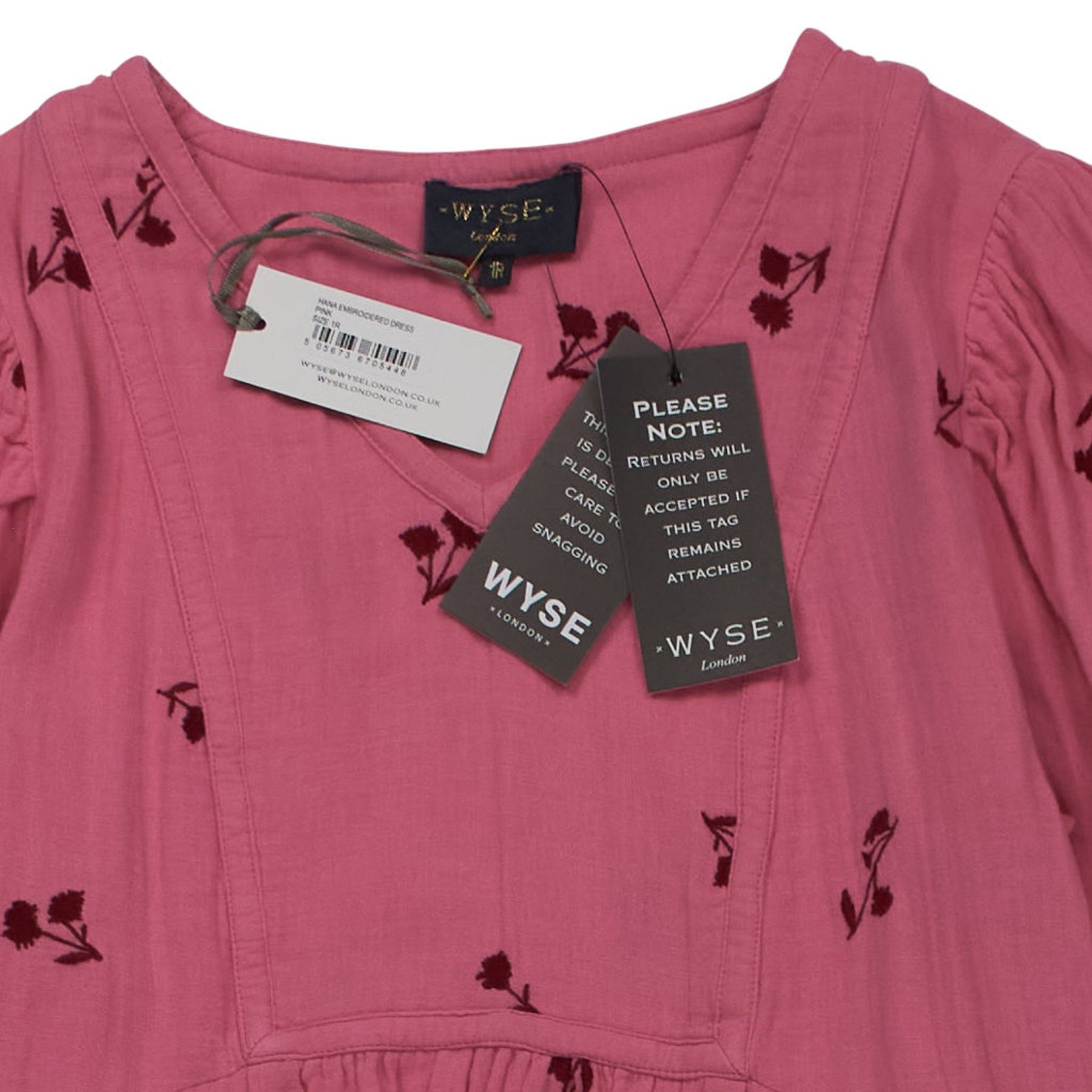 Wyse Pink Mimi Embroidered Dress