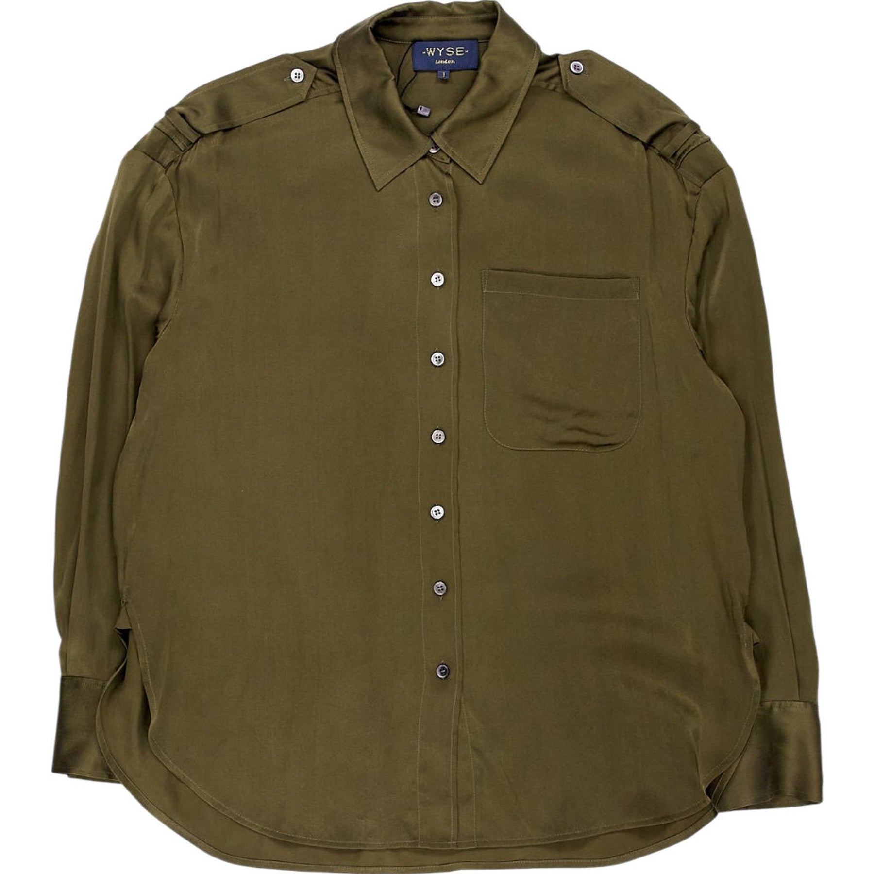 Wyse Khaki Silk Satin Shirt 1