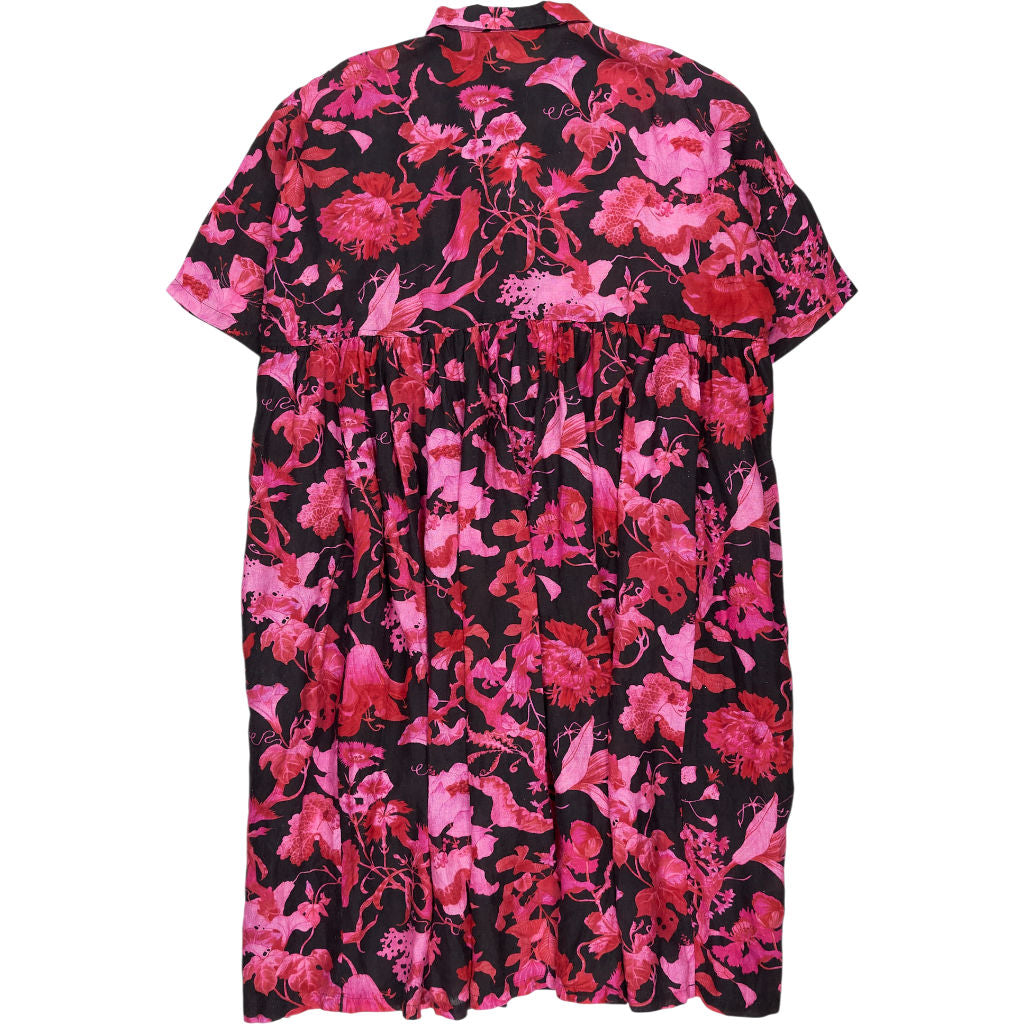 By Walid Exotic Pink Printed Linen Dress