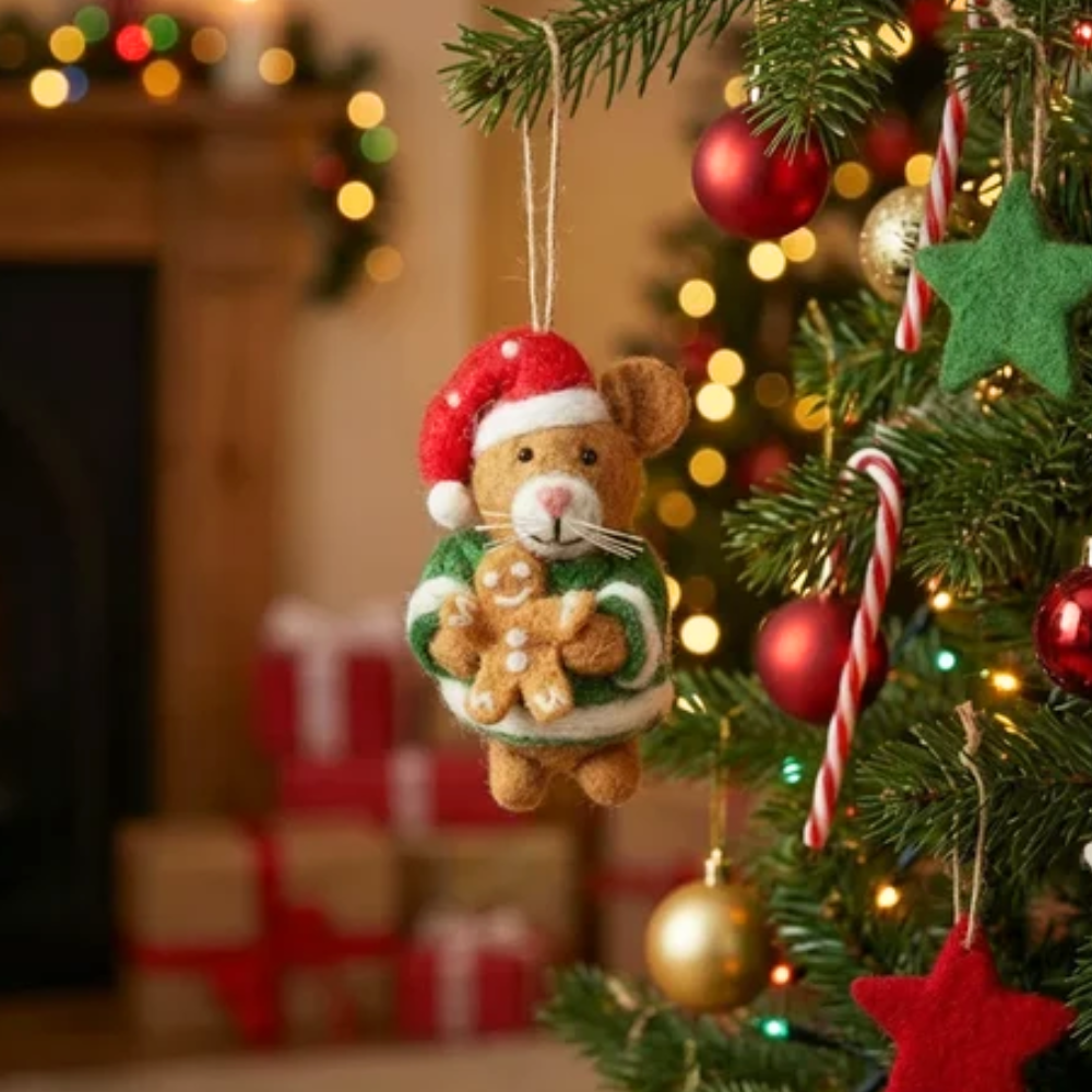Handmade Felt Harry Hamster Christmas Decoration