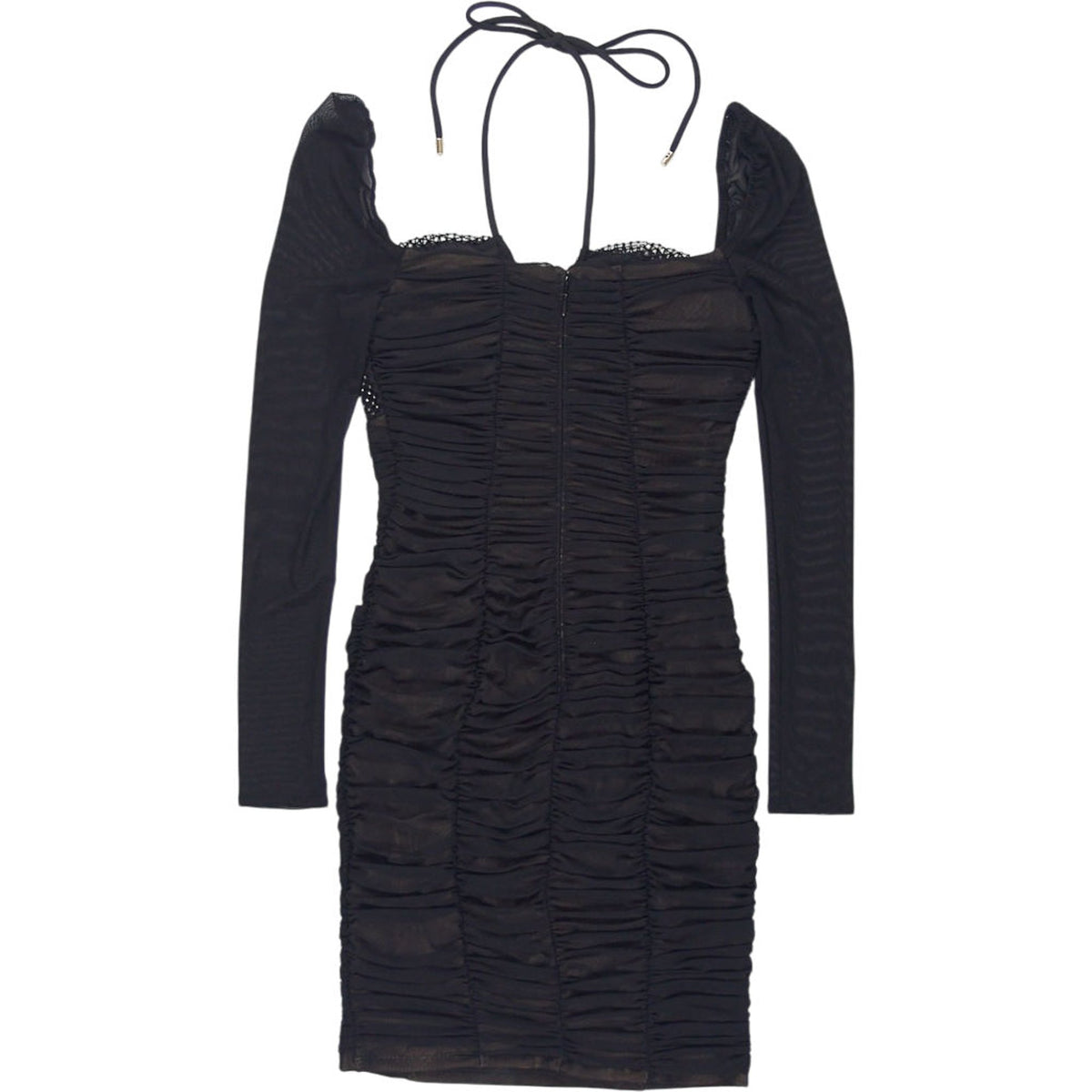 Self-Portrait Black Diamante Fishnet Mini Dress