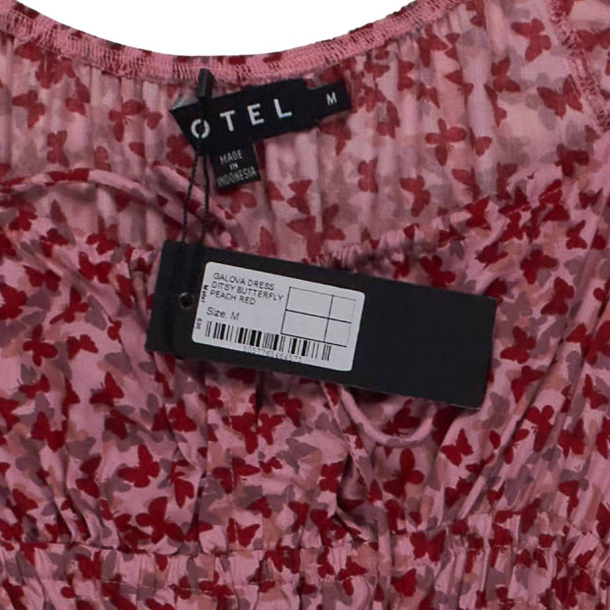 Motel Peach Red Ditsy Butterfly Galova Dress