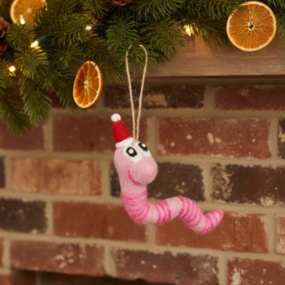 Handmade Felt Wrigley the Worm Decoration