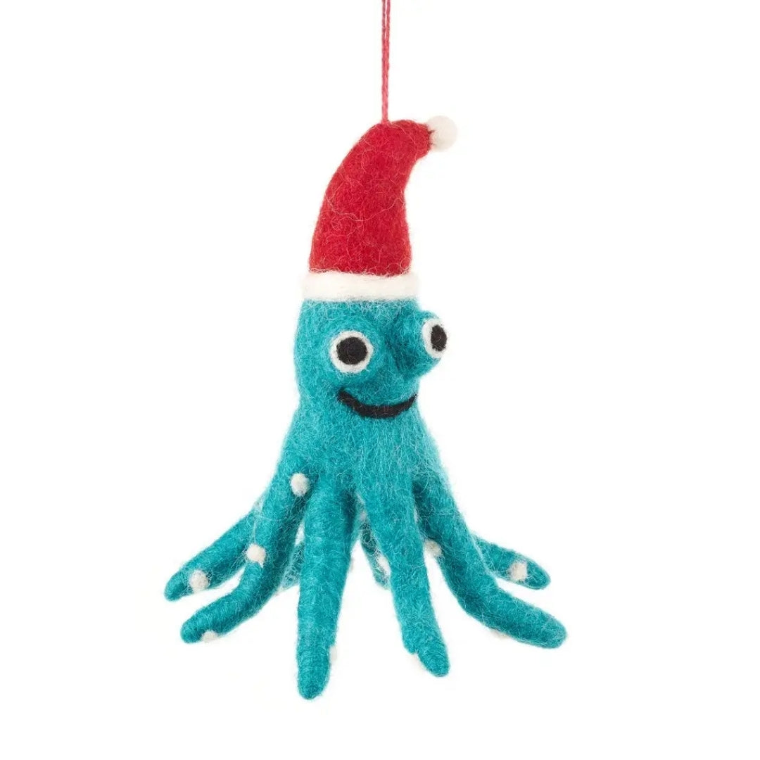 Handmade Felt Christmas Hanging Tree Decoration - Otto the Octopus
