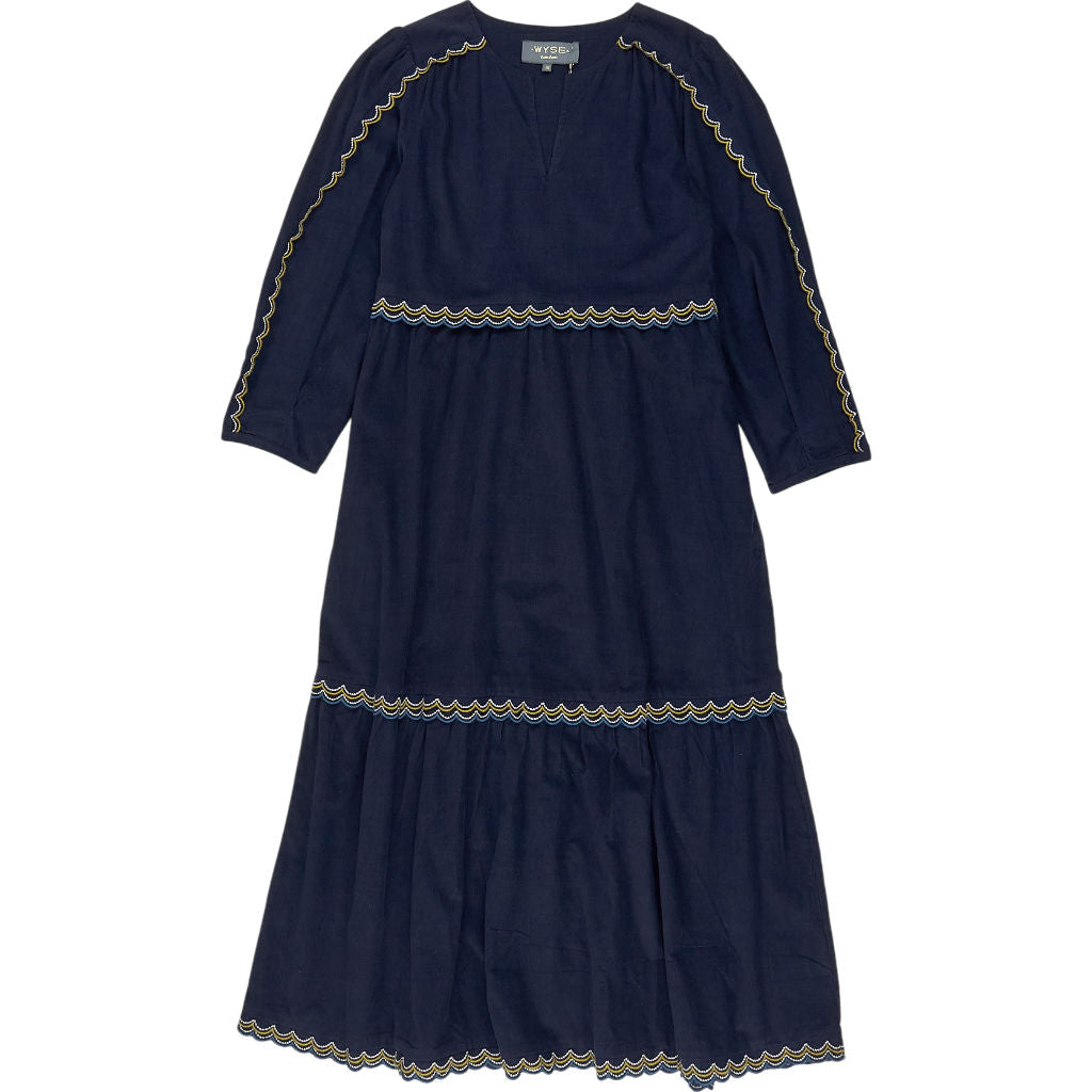 Wyse Navy Sara Cord Dress UK 8