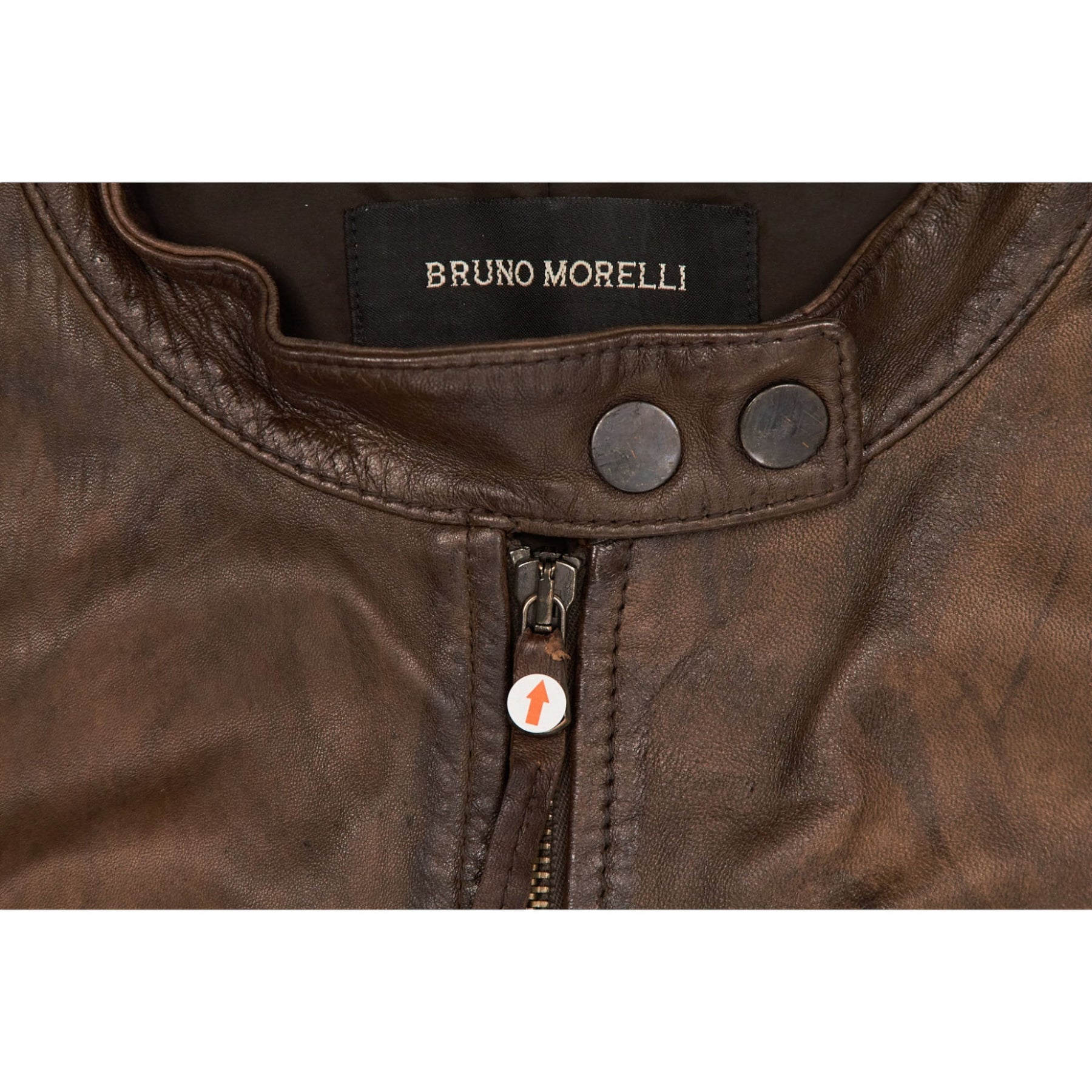 Bruno Morelli Brown Leather Biker Jacket
