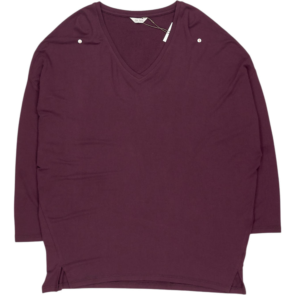Hush Wine Red Gillian Wide Jersey V Neck Top