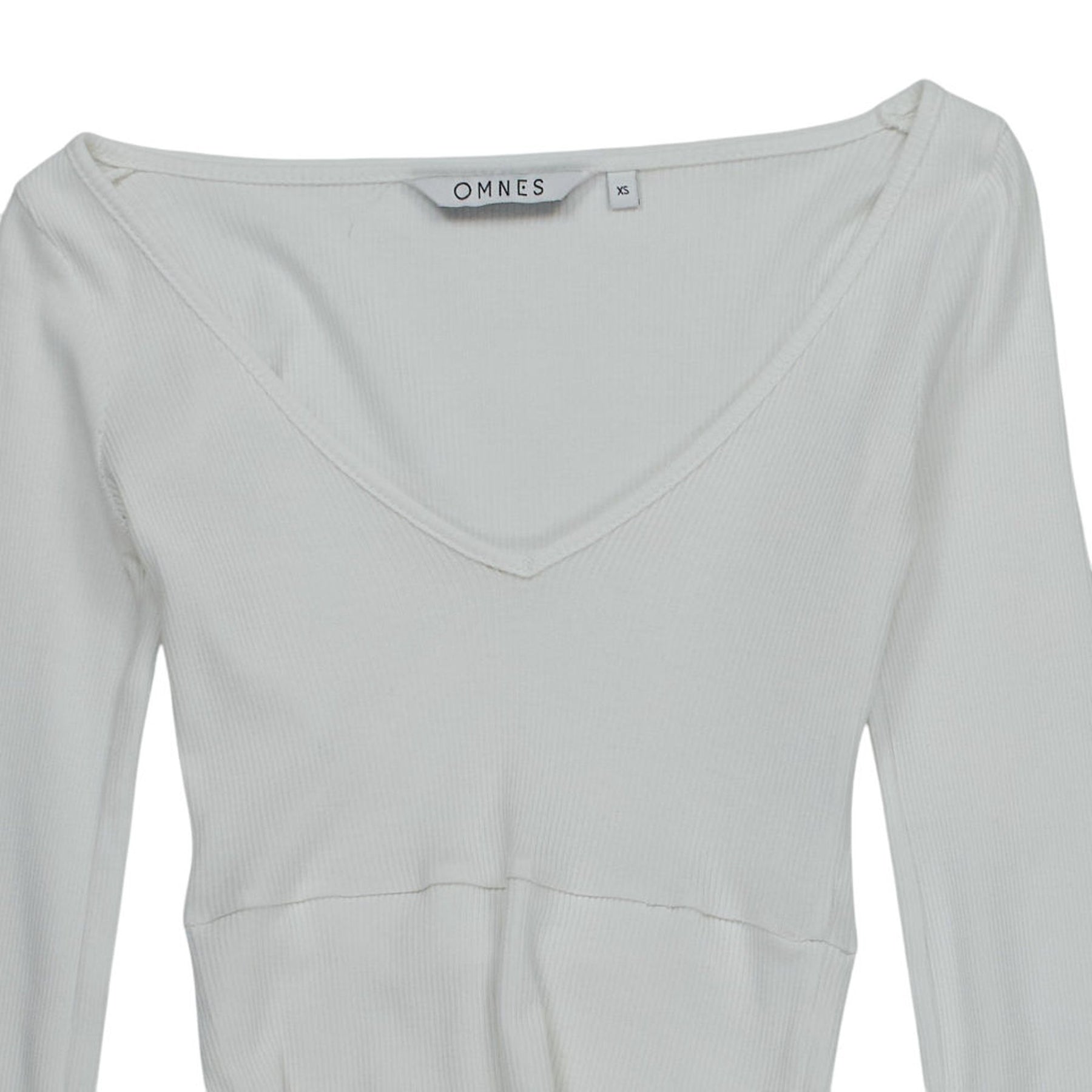 OMNES White Ribbed Cropped Top