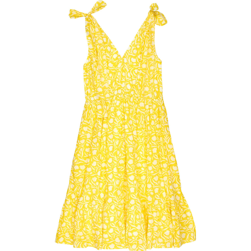 Pink City Prints Yellow Floral Cotton Dress