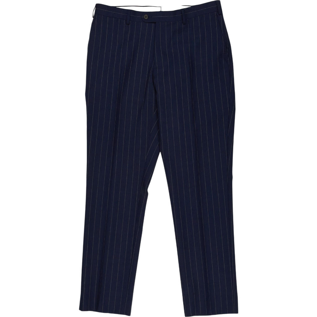 Moss Navy Pinstripe Wool Trousers