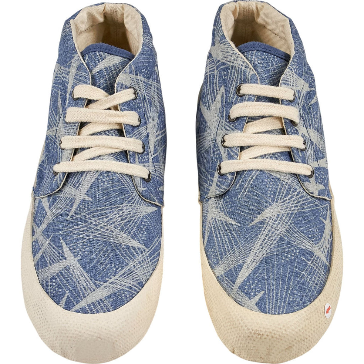 YMC Blue Patterned Canvas Hi Top Trainers