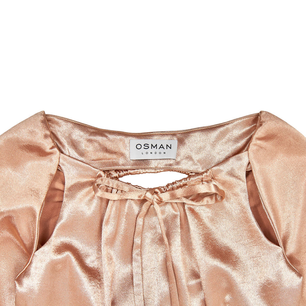Osman Pink Satin Midi Dress