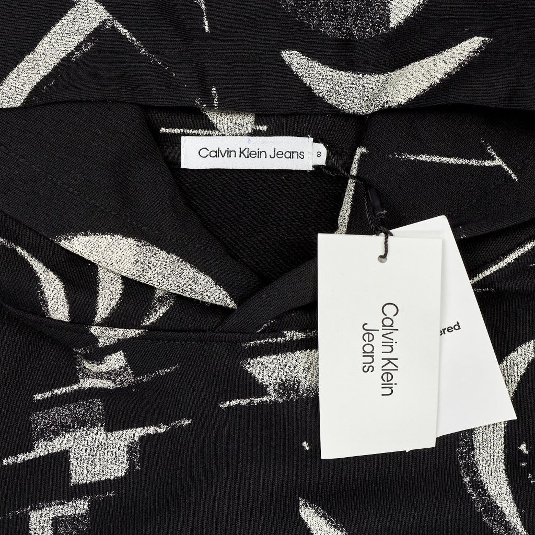 Calvin Klein Black Glitched Monogram Hoodie
