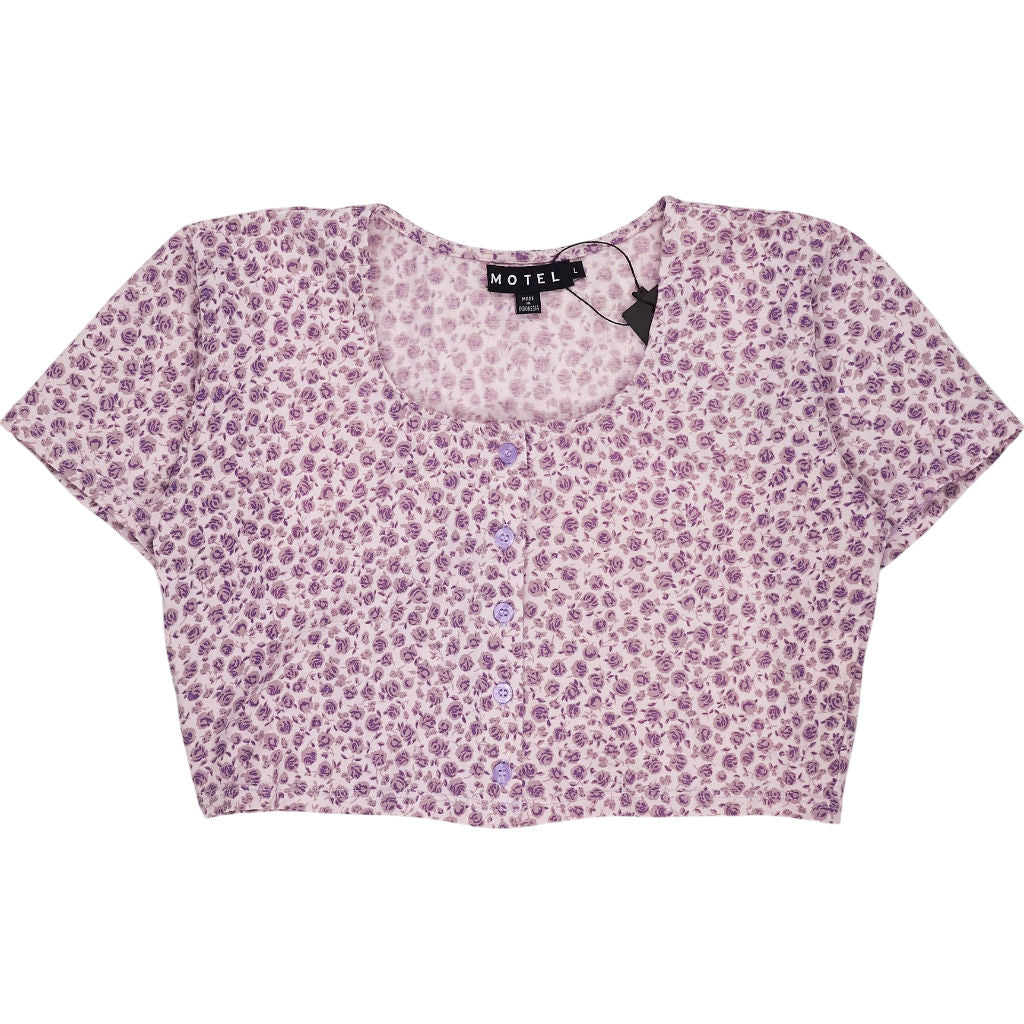 Motel Lilac Ditsy Print Crop Top