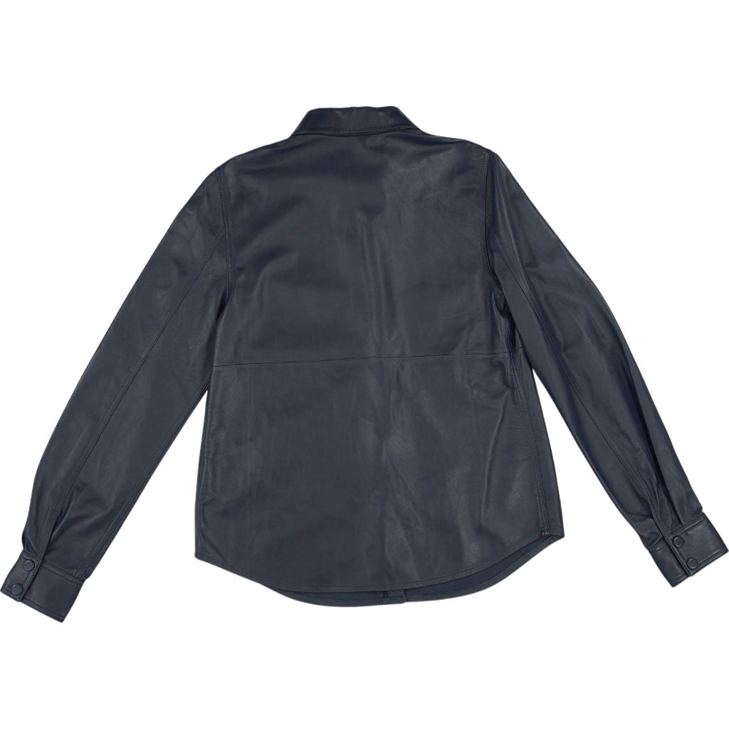 Wyse Navy Leather Shirt Jacket UK 8