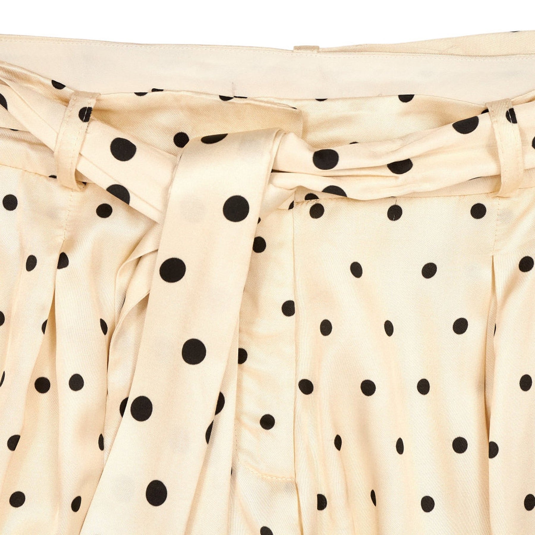 Mother of Pearl Beige Polka Dot Wide-Leg Trousers UK 12