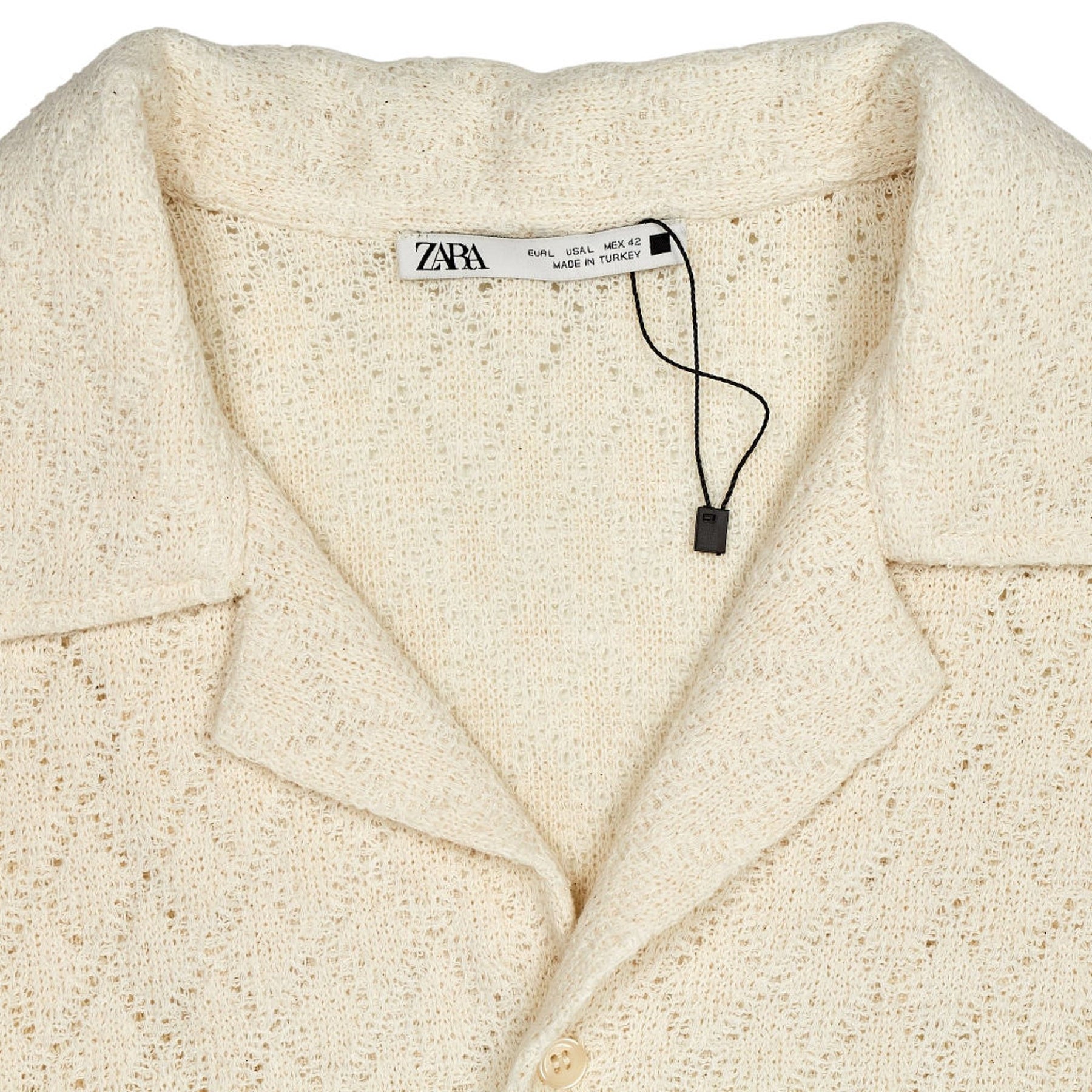 Zara Cream Textured Short Sleeve Shirt
