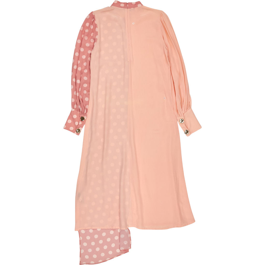 Mother of Pearl Dual-Tone Pink Polkadot Silk Dress