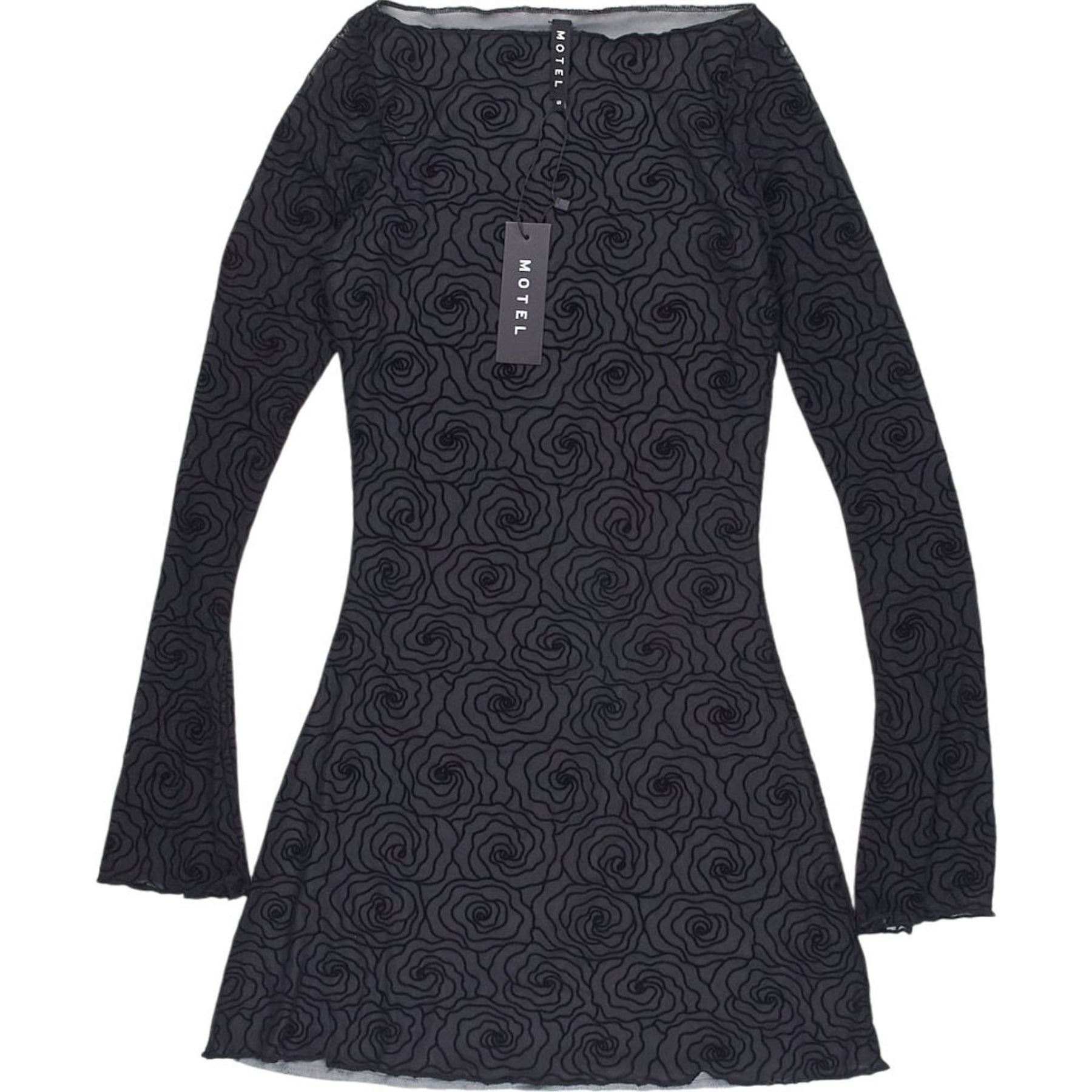 Motel Black Sevilla Dress Abstract Flocked