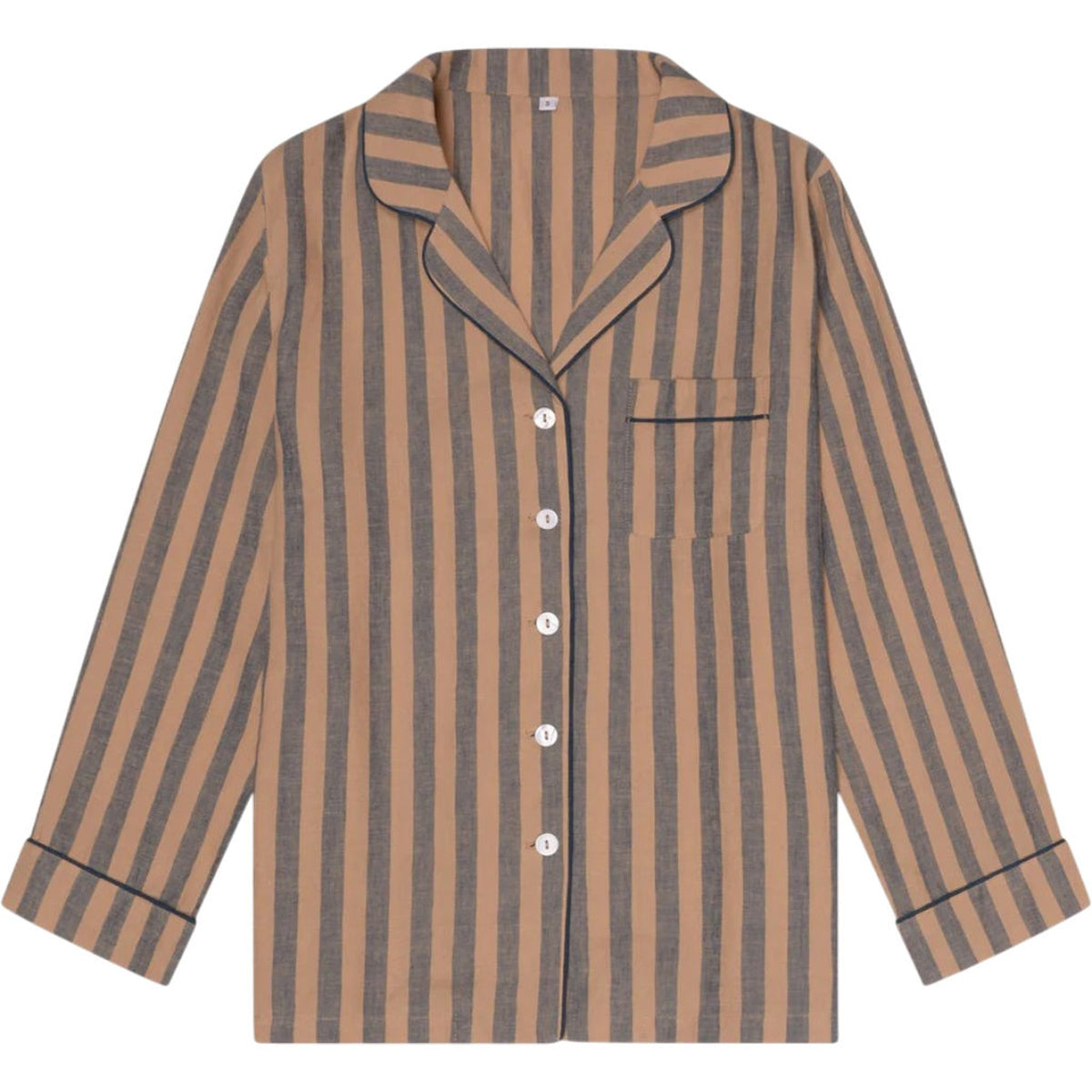 Piglet in Bed Blue & Porcini Striped Pyjama Shirt