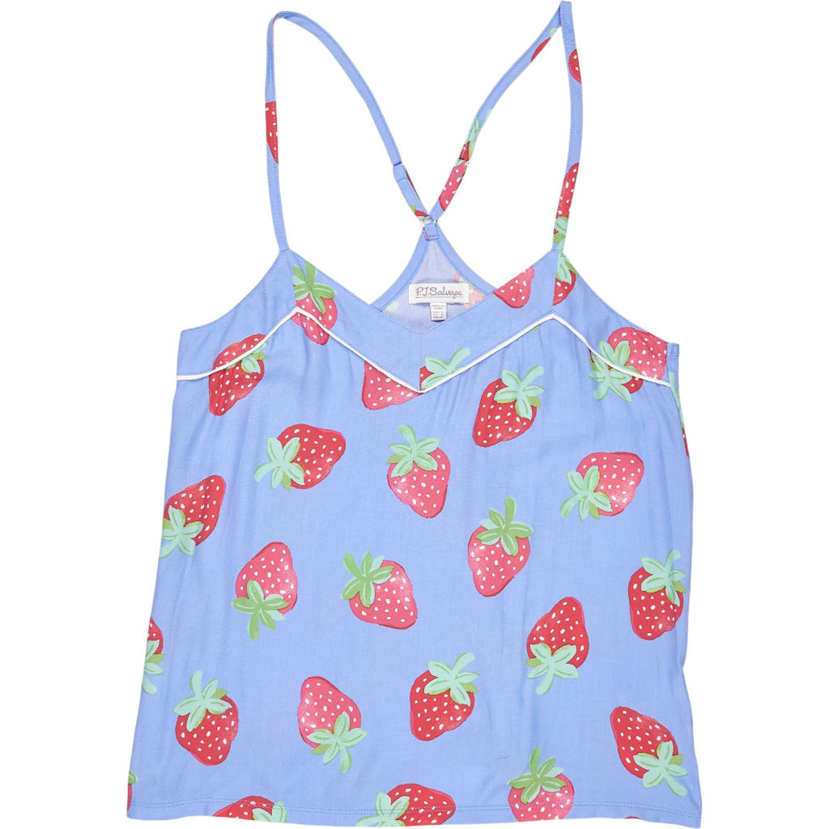 P.J. Salvage Blue Strawberry Print Tank Top