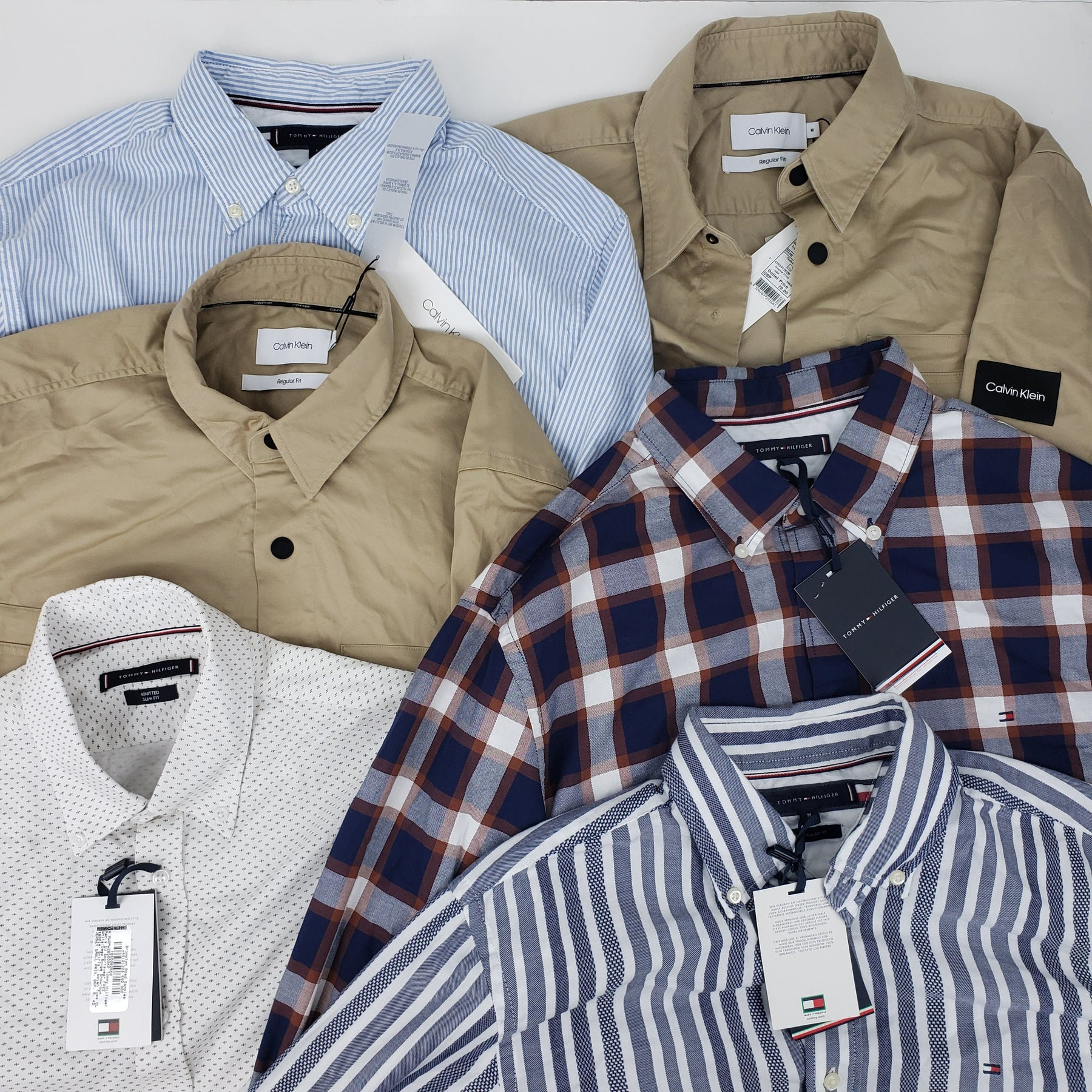 x6 Men's Mixed Colour Tommy Hilfiger & Calvin Klein Casual Shirts Bundle