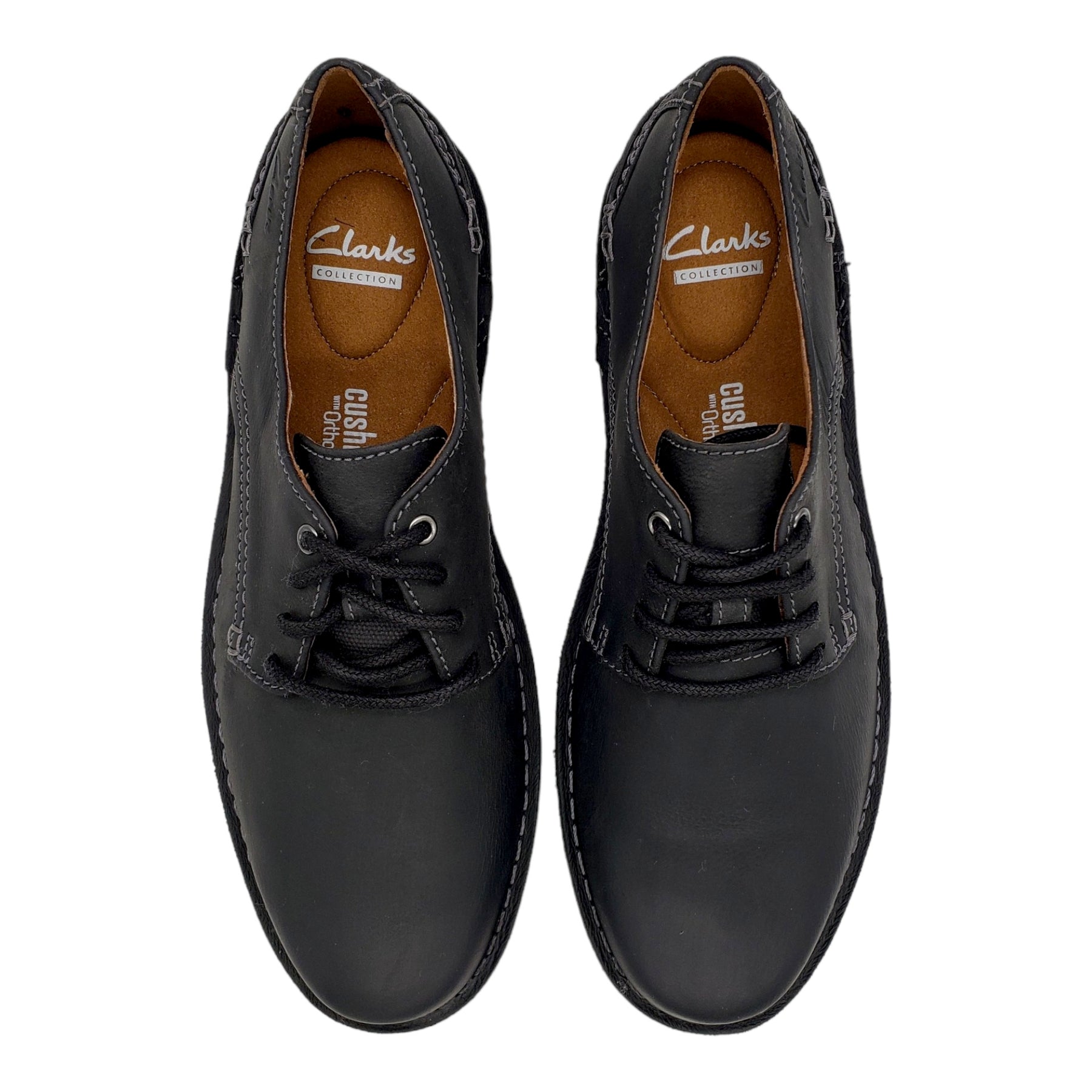 Clarks Black Leather Cushioned Shoes