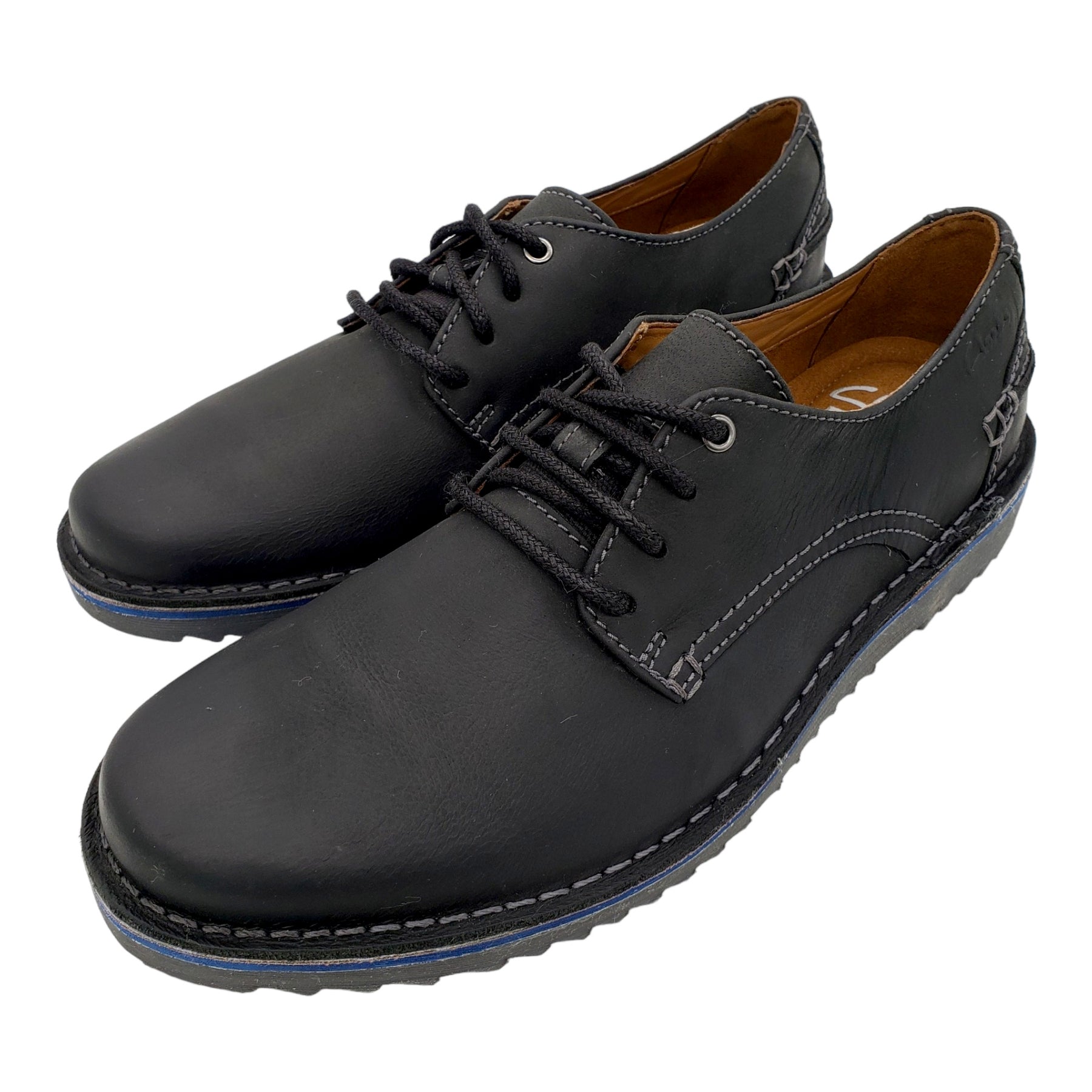 Clarks Black Leather Cushioned Shoes